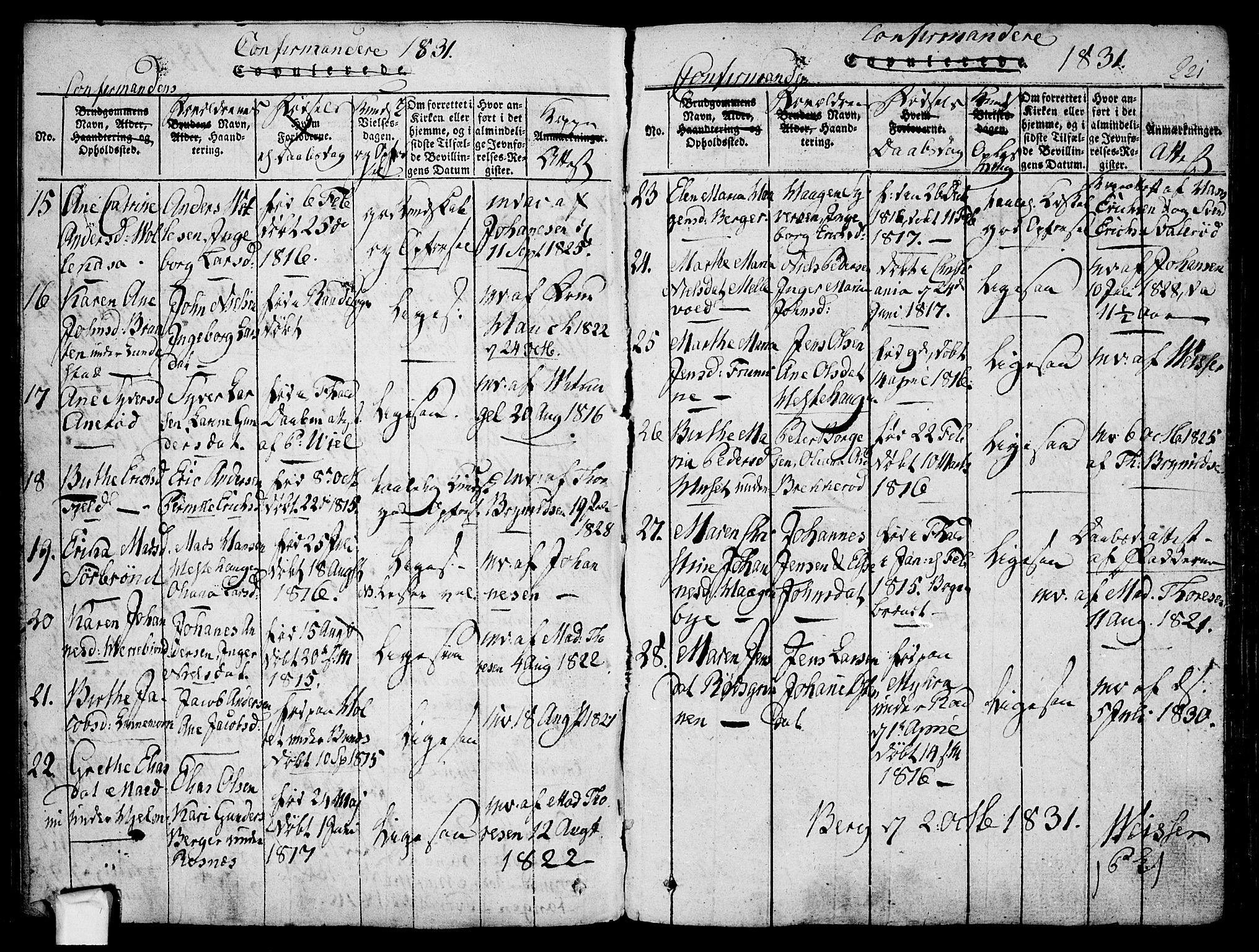 Berg prestekontor Kirkebøker, SAO/A-10902/F/Fa/L0002: Parish register (official) no. I 2, 1815-1831, p. 221