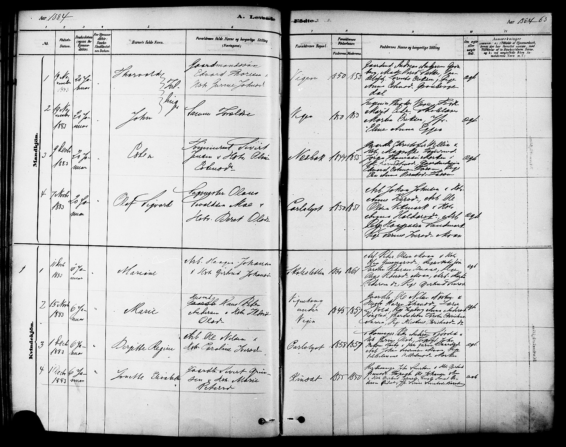 Ministerialprotokoller, klokkerbøker og fødselsregistre - Sør-Trøndelag, SAT/A-1456/616/L0410: Parish register (official) no. 616A07, 1878-1893, p. 63