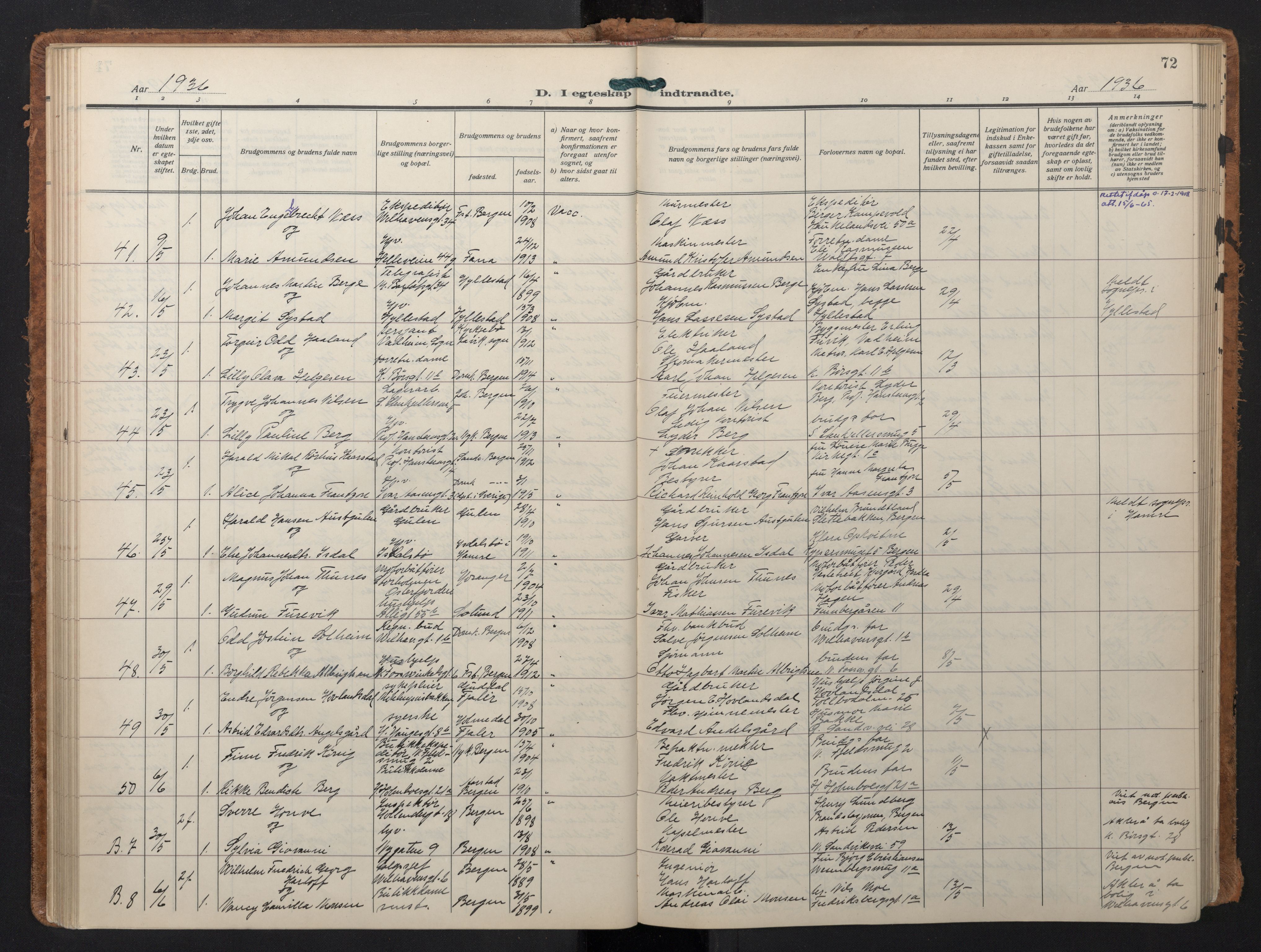 Johanneskirken sokneprestembete, AV/SAB-A-76001/H/Hab: Parish register (copy) no. C 3, 1929-1949, p. 71b-72a