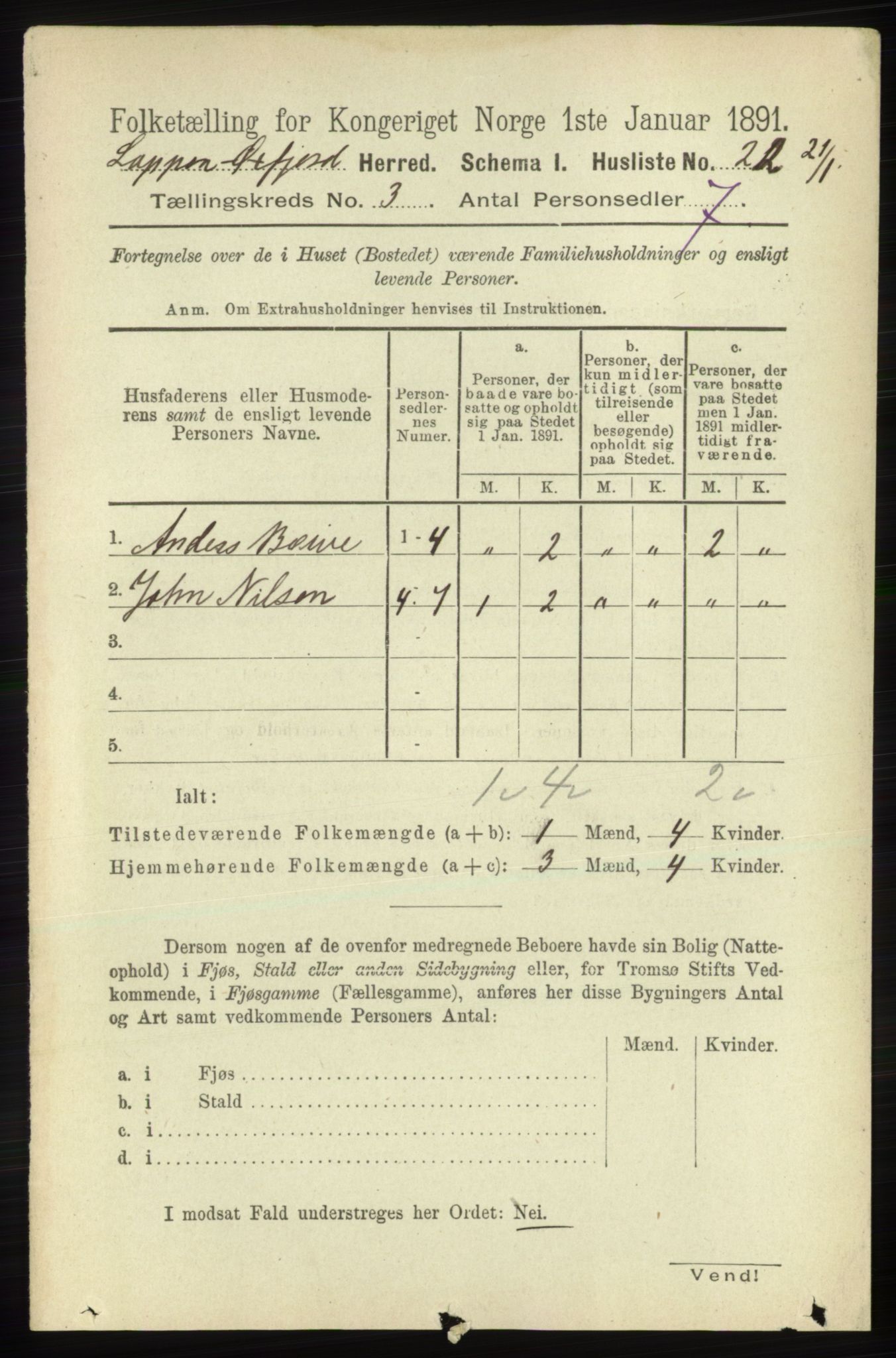 RA, 1891 census for 2014 Loppa, 1891, p. 670