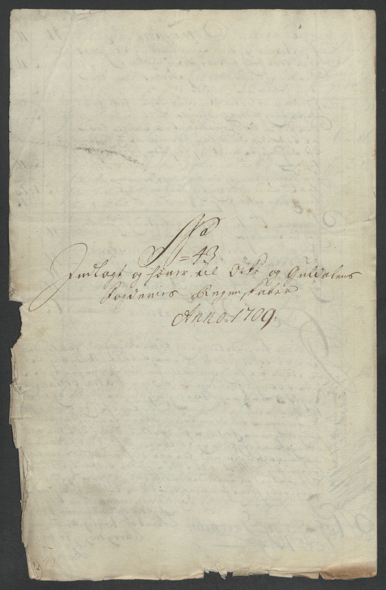 Rentekammeret inntil 1814, Reviderte regnskaper, Fogderegnskap, AV/RA-EA-4092/R60/L3959: Fogderegnskap Orkdal og Gauldal, 1709, p. 407