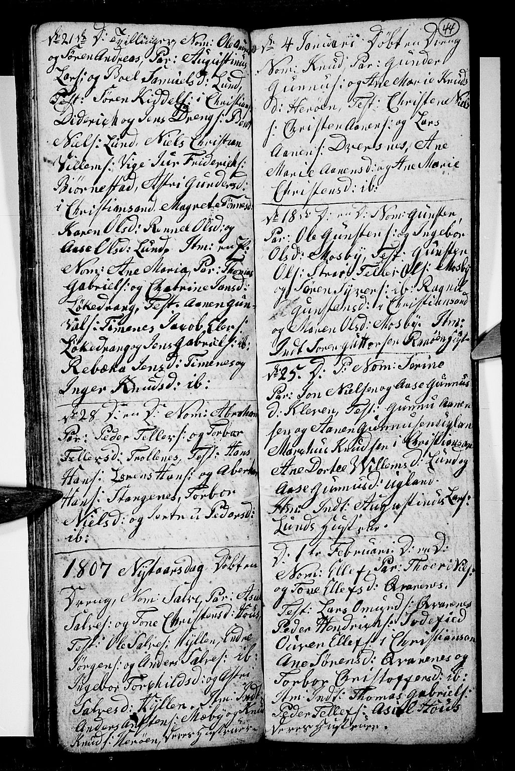 Oddernes sokneprestkontor, AV/SAK-1111-0033/F/Fb/Fba/L0002: Parish register (copy) no. B 2, 1791-1806, p. 44