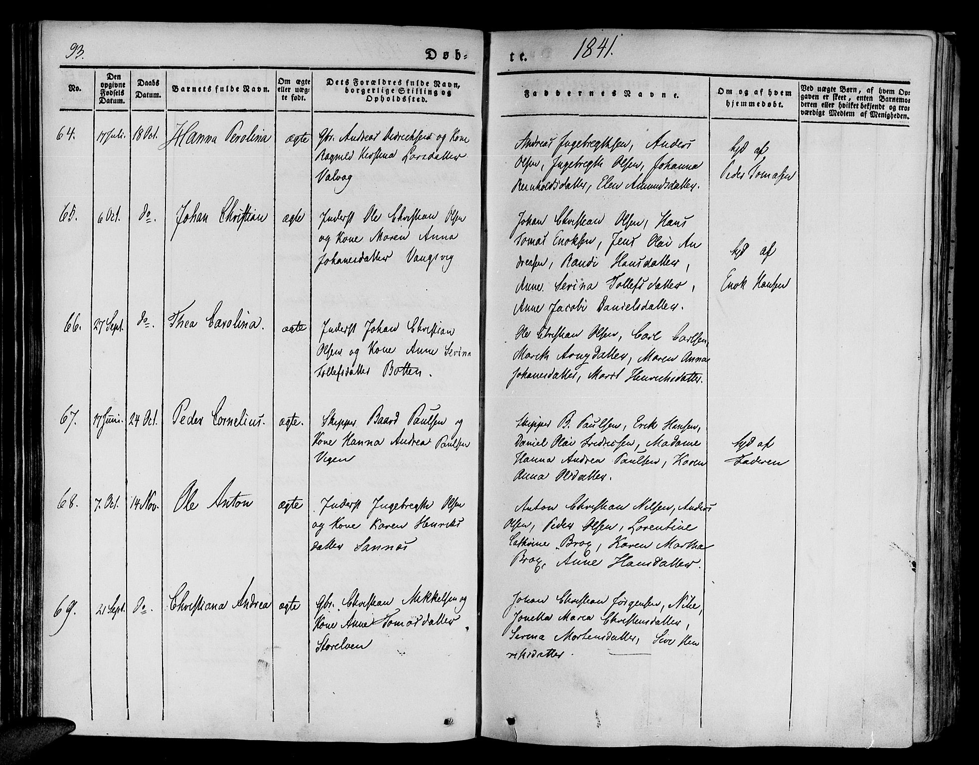 Tranøy sokneprestkontor, SATØ/S-1313/I/Ia/Iaa/L0005kirke: Parish register (official) no. 5, 1829-1844, p. 93