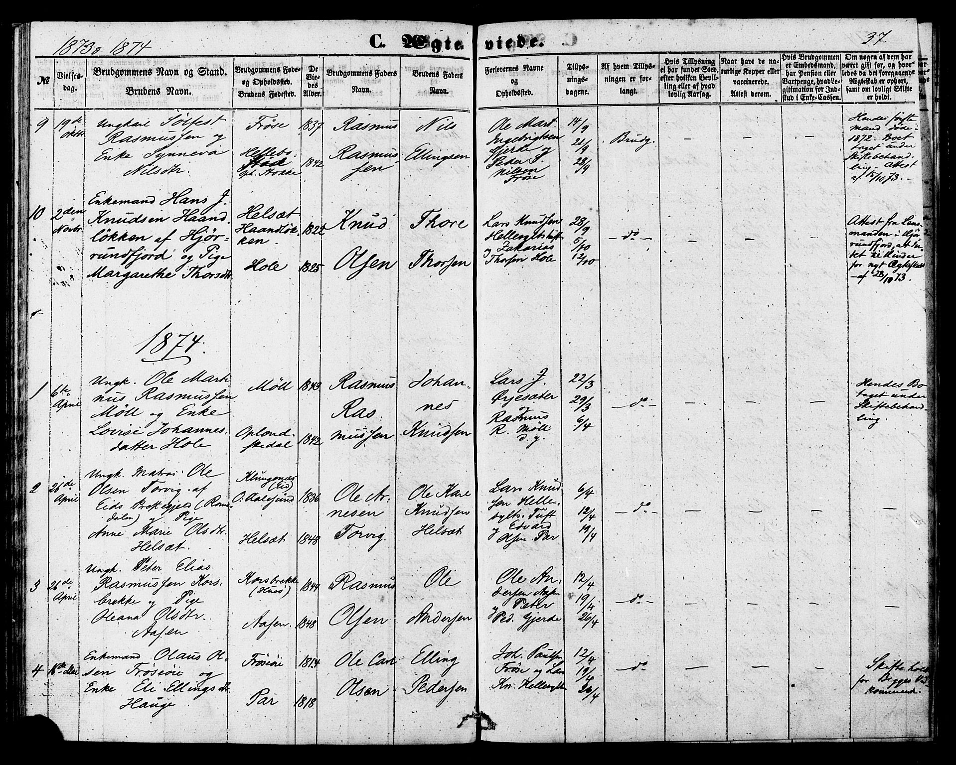 Ministerialprotokoller, klokkerbøker og fødselsregistre - Møre og Romsdal, SAT/A-1454/517/L0224: Parish register (official) no. 517A04, 1853-1880, p. 37