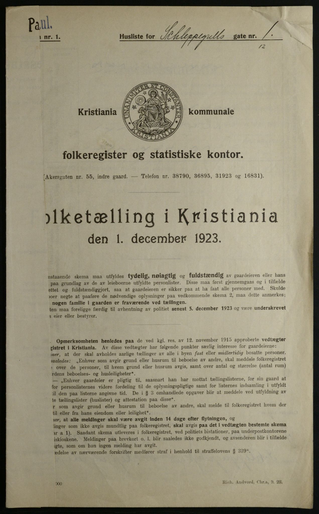 OBA, Municipal Census 1923 for Kristiania, 1923, p. 99362
