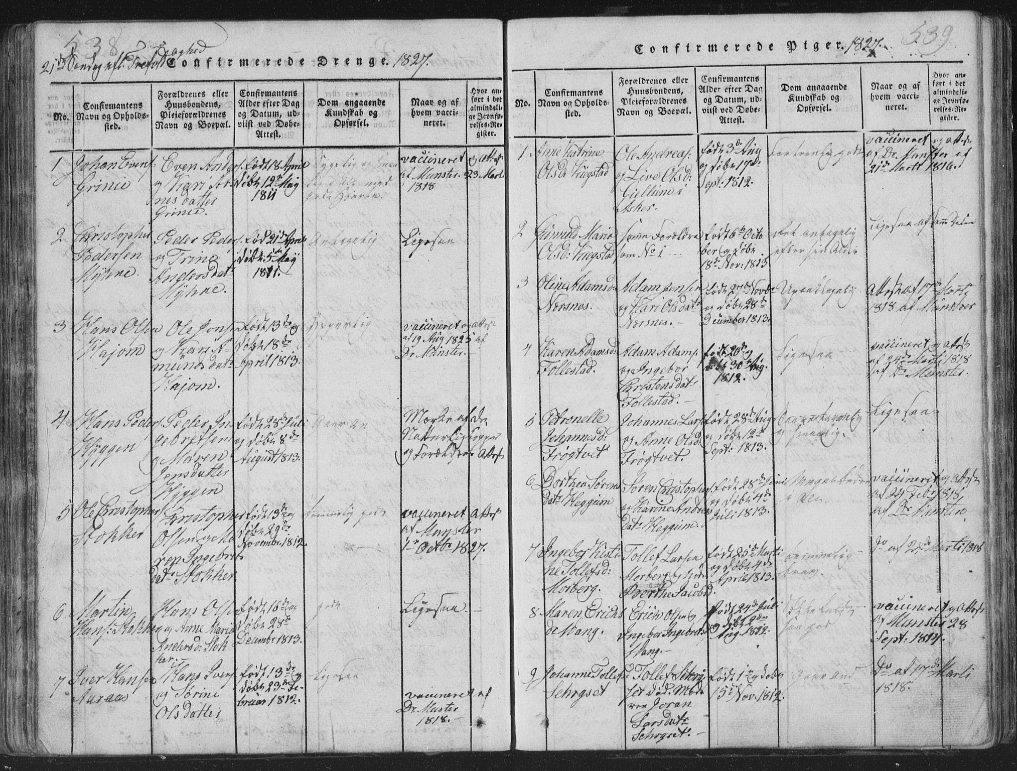 Røyken kirkebøker, SAKO/A-241/G/Ga/L0003: Parish register (copy) no. 3, 1814-1856, p. 538-539