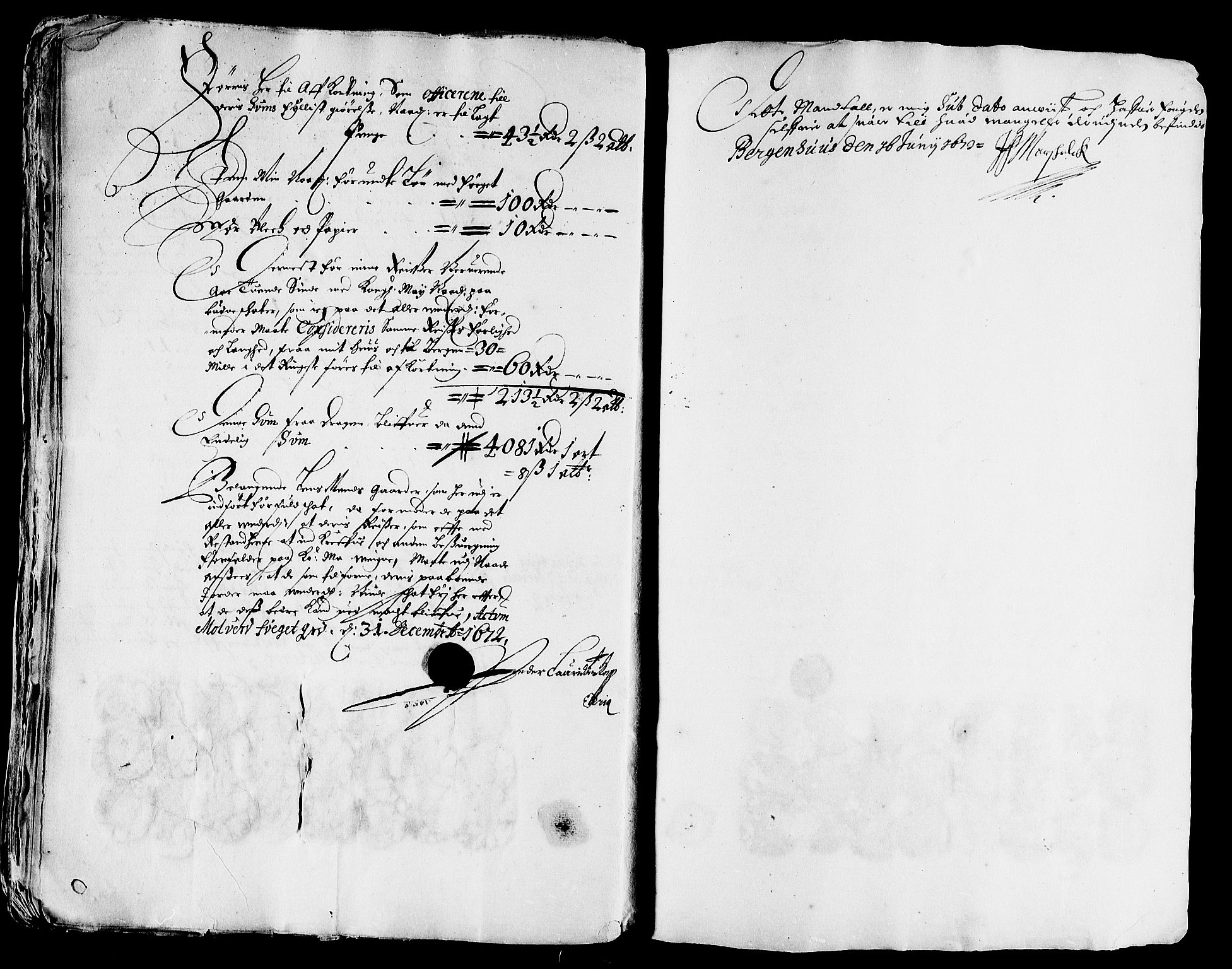 Rentekammeret inntil 1814, Reviderte regnskaper, Stiftamtstueregnskaper, Bergen stiftamt, AV/RA-EA-6043/R/Rc/L0035: Bergen stiftamt, 1672