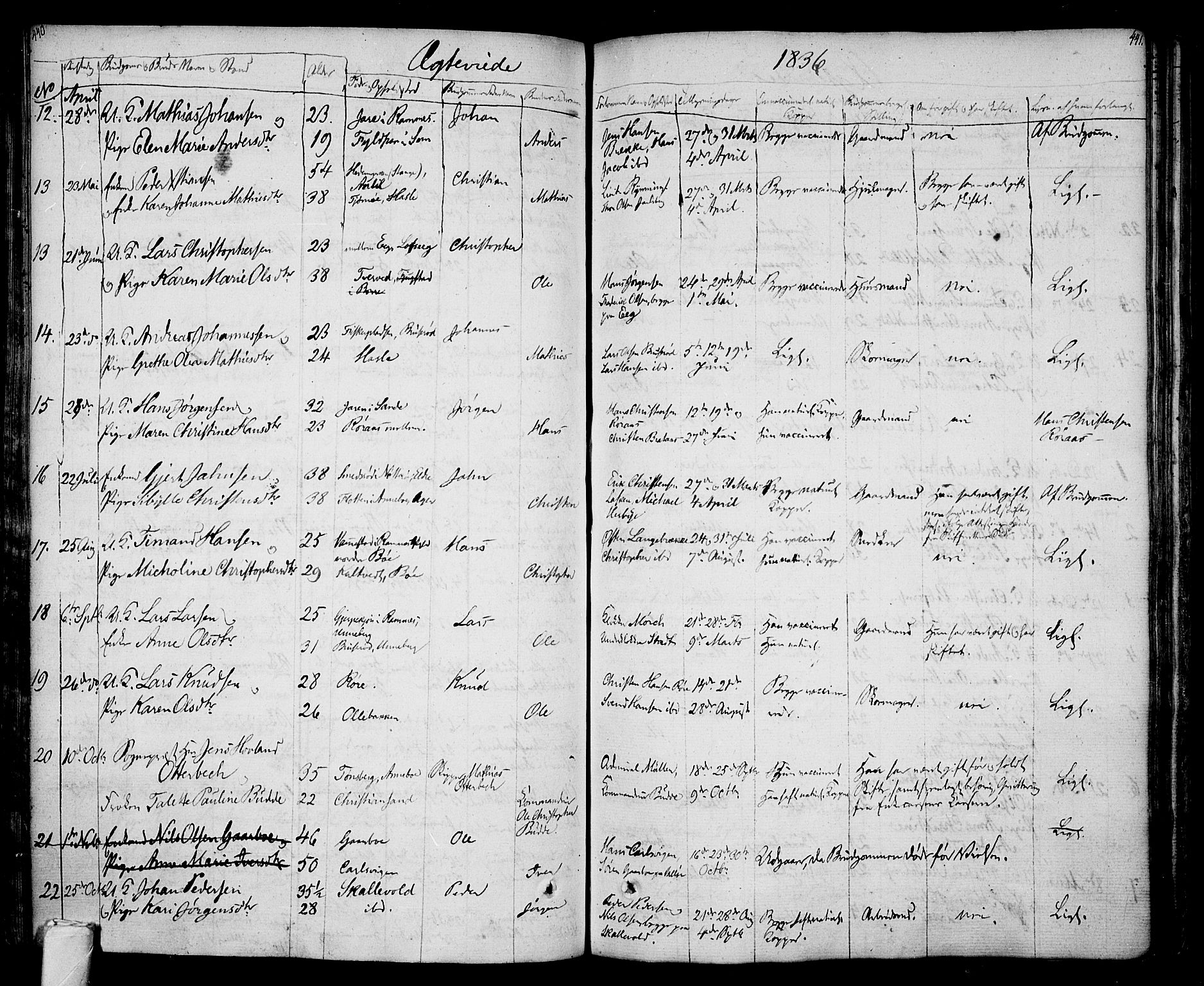 Sem kirkebøker, SAKO/A-5/F/Fa/L0005: Parish register (official) no. I 5, 1825-1842, p. 440-441