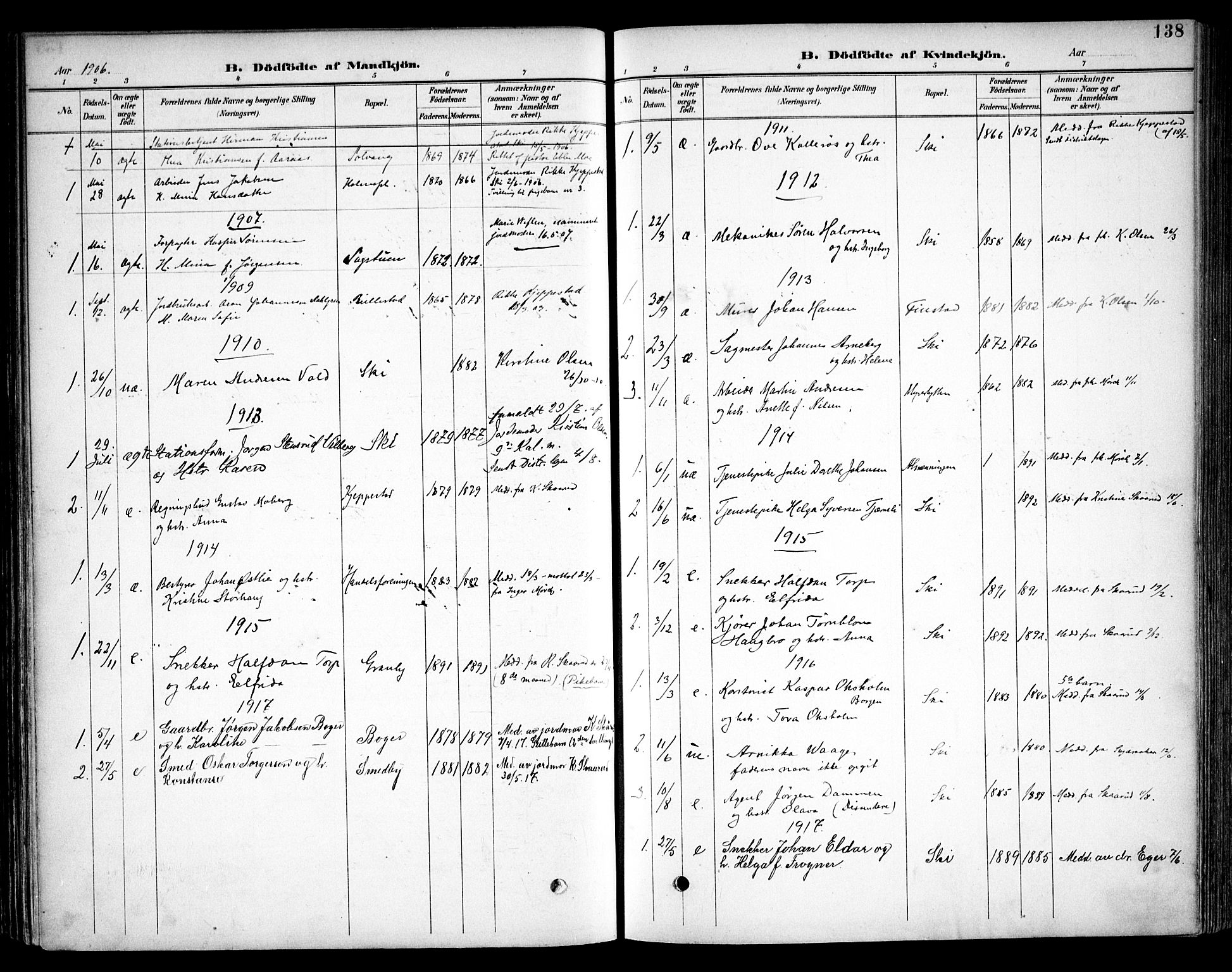 Kråkstad prestekontor Kirkebøker, AV/SAO-A-10125a/F/Fb/L0002: Parish register (official) no. II 2, 1893-1917, p. 138