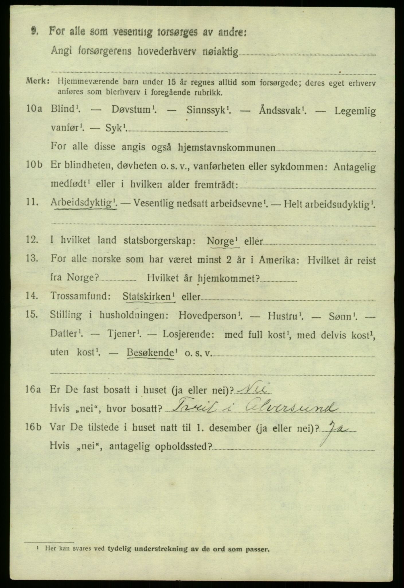 SAB, 1920 census for Austrheim, 1920, p. 3195