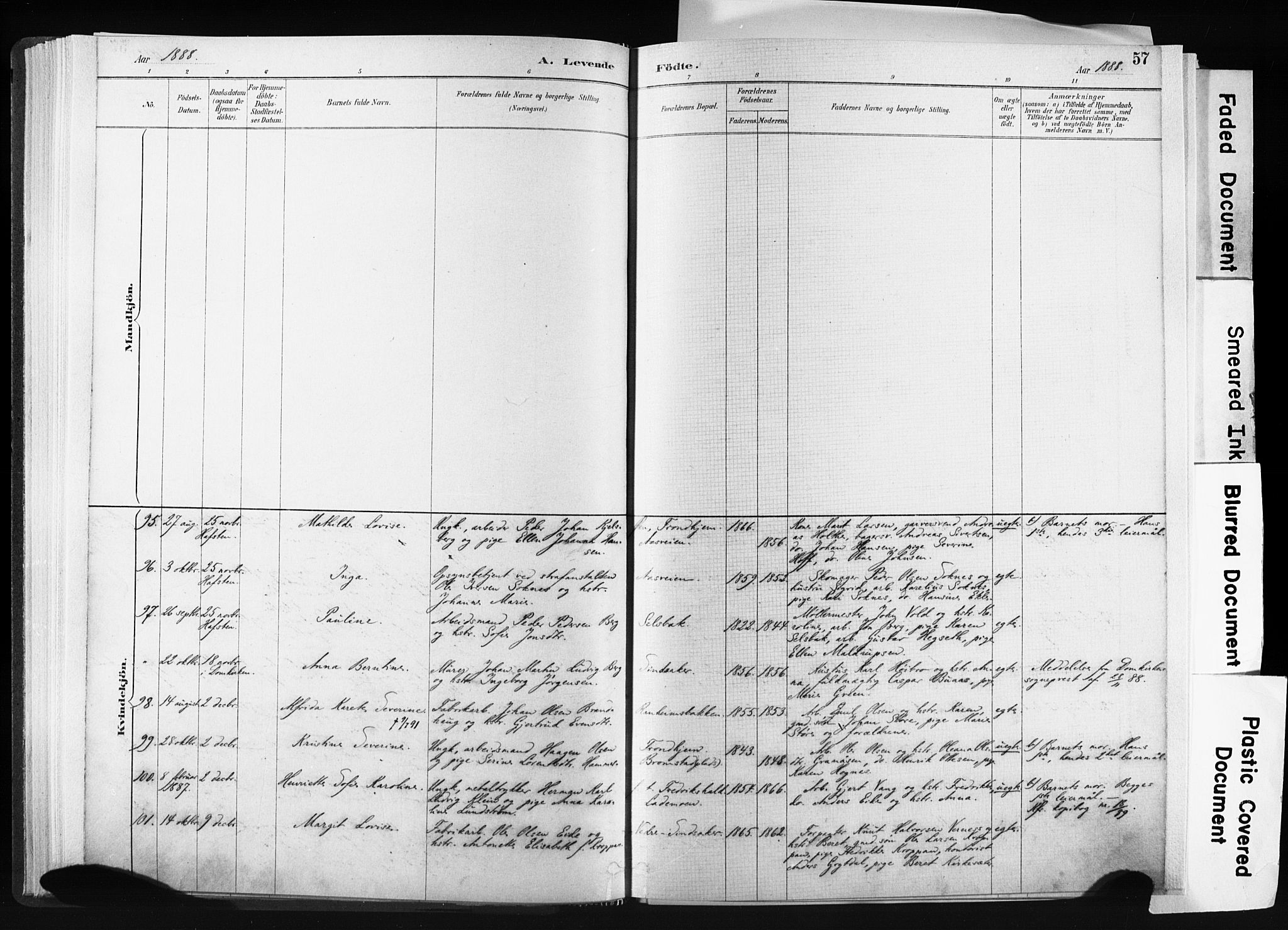 Ministerialprotokoller, klokkerbøker og fødselsregistre - Sør-Trøndelag, AV/SAT-A-1456/606/L0300: Parish register (official) no. 606A15, 1886-1893, p. 57