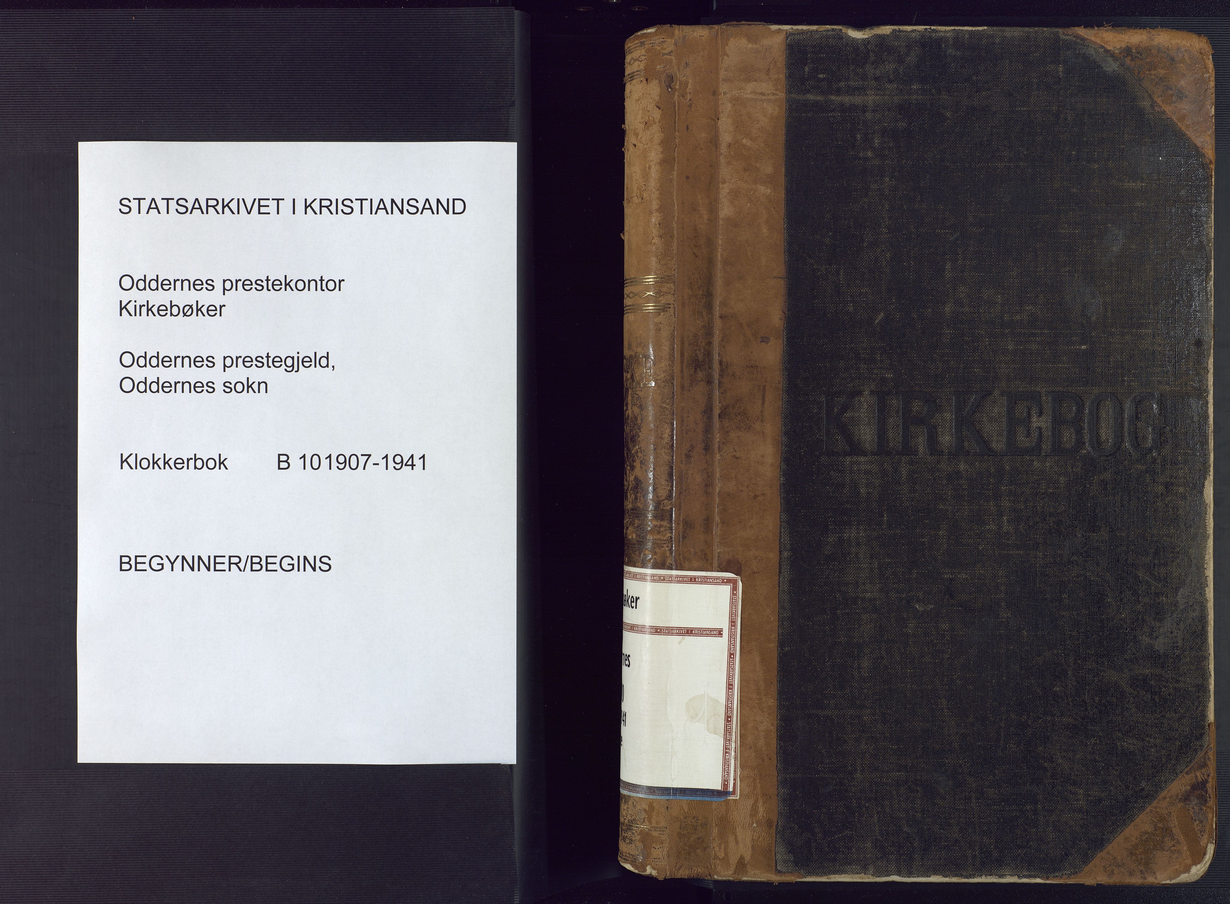Oddernes sokneprestkontor, SAK/1111-0033/F/Fb/Fba/L0010: Parish register (copy) no. B 10, 1907-1941