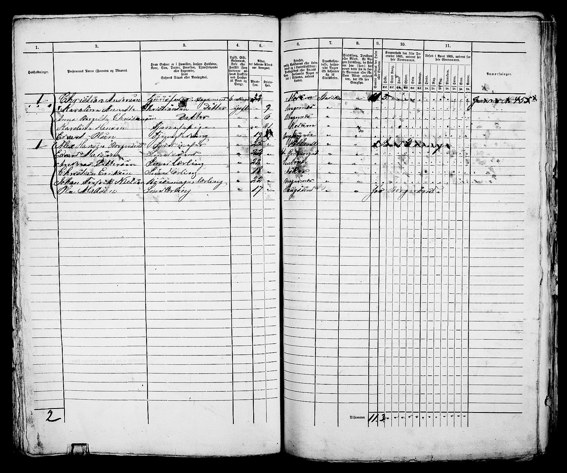 RA, 1865 census for Bragernes in Drammen, 1865, p. 377