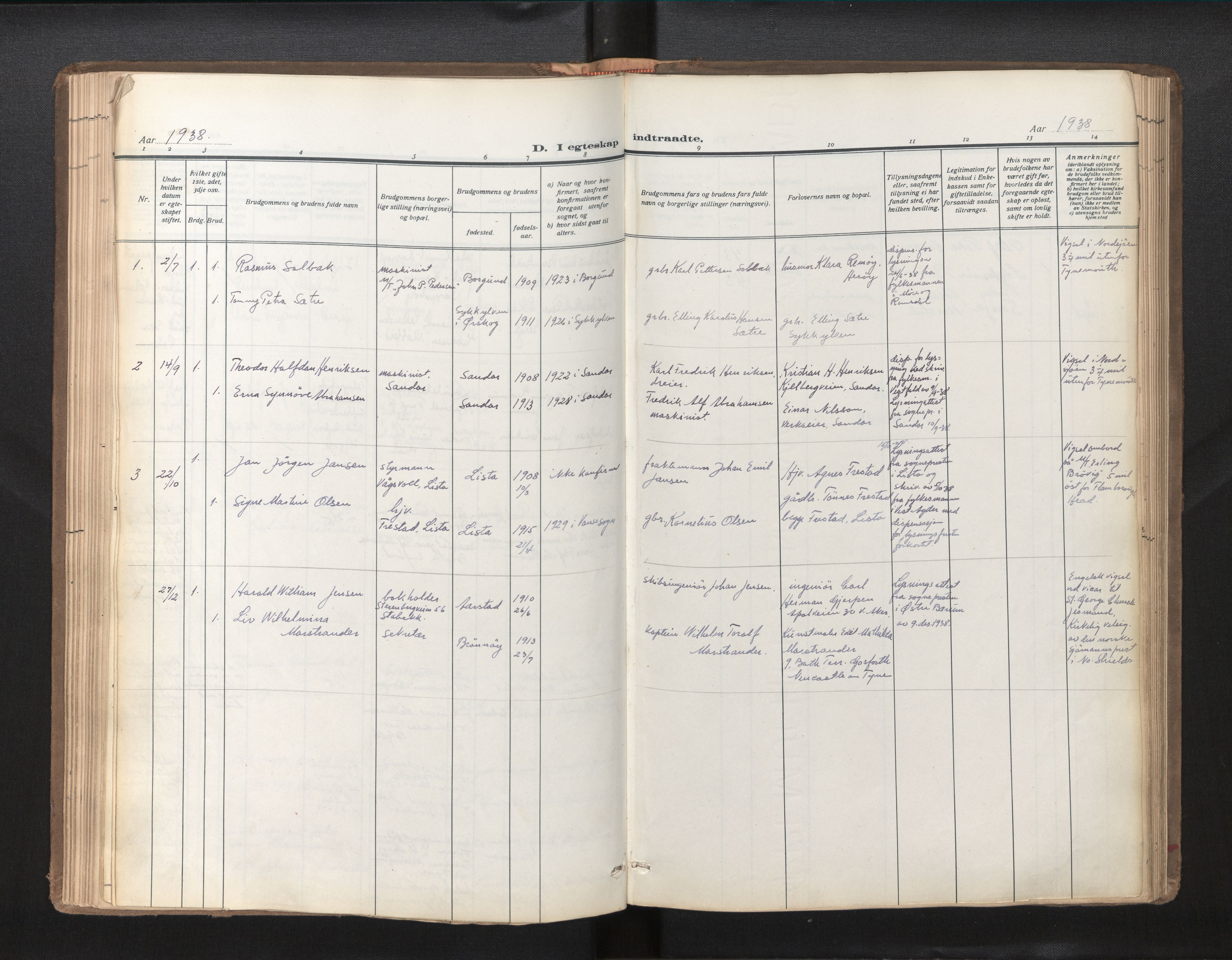 Den norske sjømannsmisjon i utlandet/Tyne-havnene (North Shields og New Castle), SAB/SAB/PA-0101/H/Ha/L0003: Parish register (official) no. A 3, 1898-1966