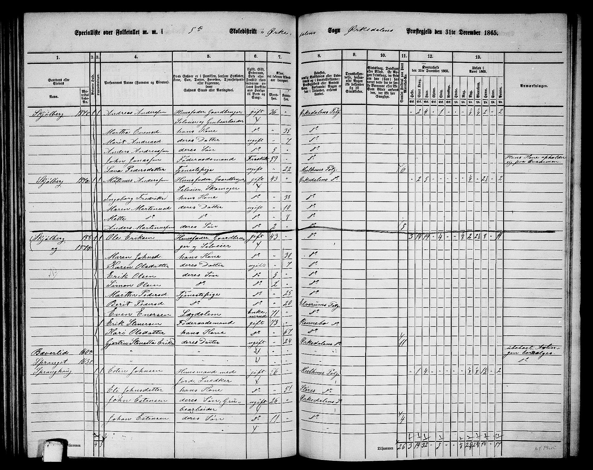 RA, 1865 census for Orkdal, 1865, p. 146