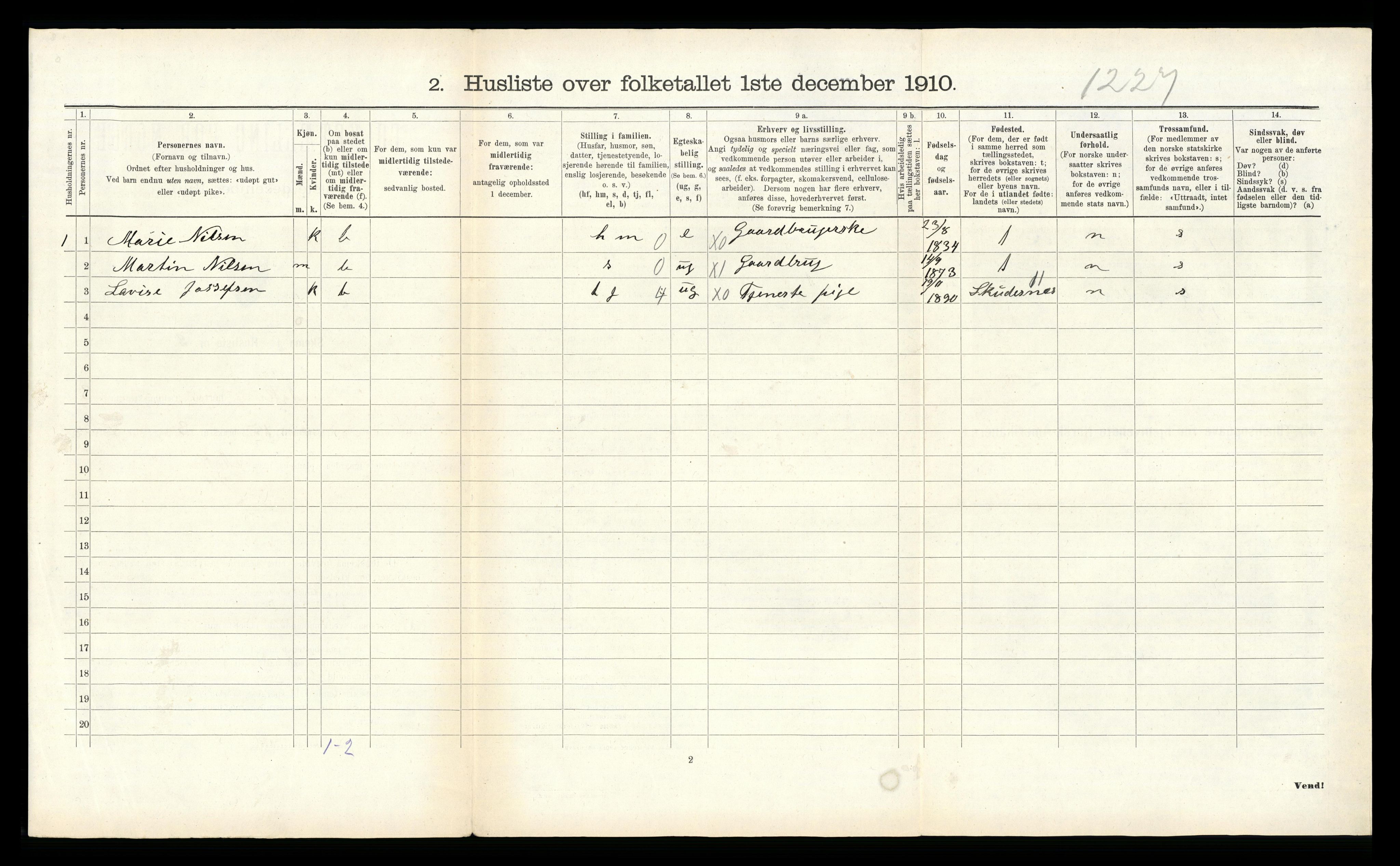 RA, 1910 census for Åkra, 1910, p. 505