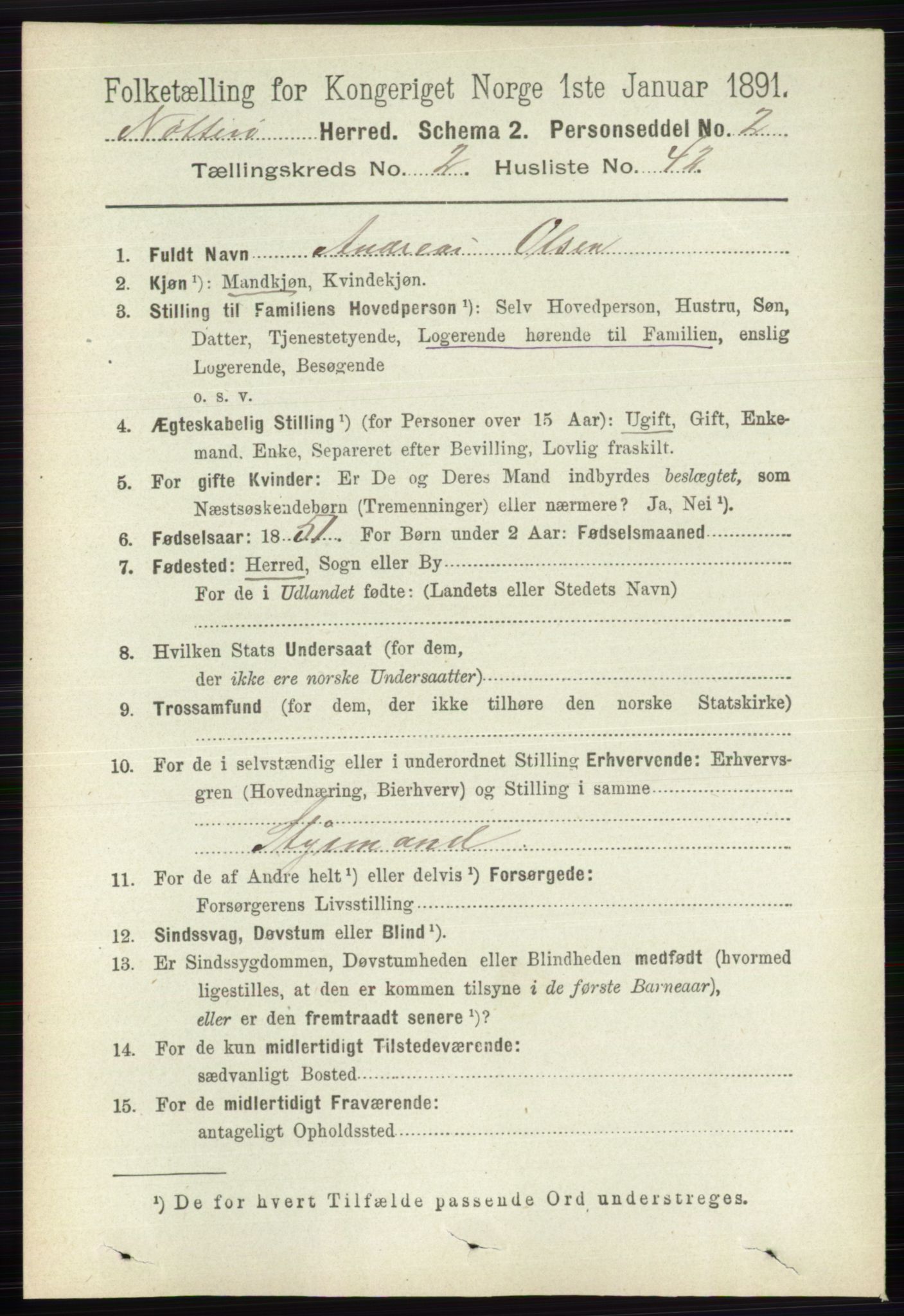 RA, 1891 census for 0722 Nøtterøy, 1891, p. 1118