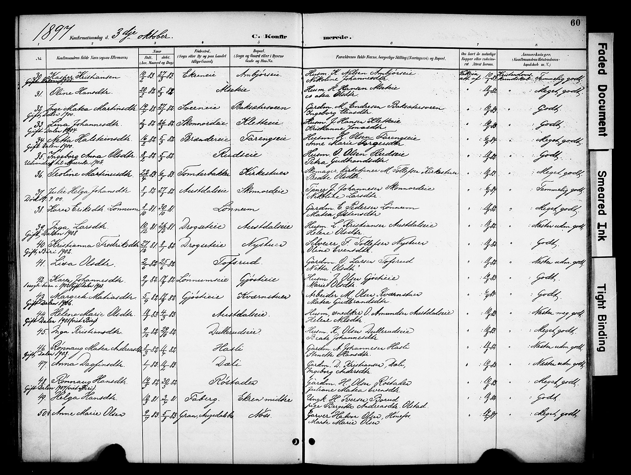 Biri prestekontor, SAH/PREST-096/H/Ha/Haa/L0008: Parish register (official) no. 8, 1894-1901, p. 60