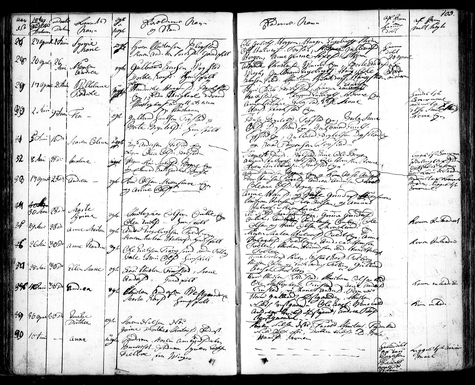 Nes prestekontor Kirkebøker, SAO/A-10410/F/Fa/L0006: Parish register (official) no. I 6, 1833-1845, p. 103