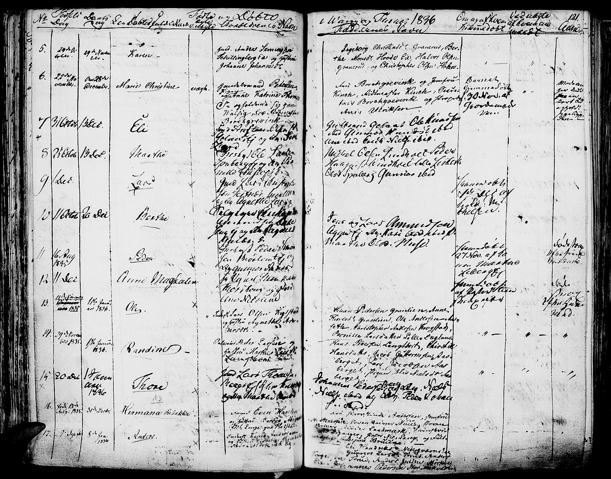 Vang prestekontor, Hedmark, AV/SAH-PREST-008/H/Ha/Haa/L0009: Parish register (official) no. 9, 1826-1841, p. 121