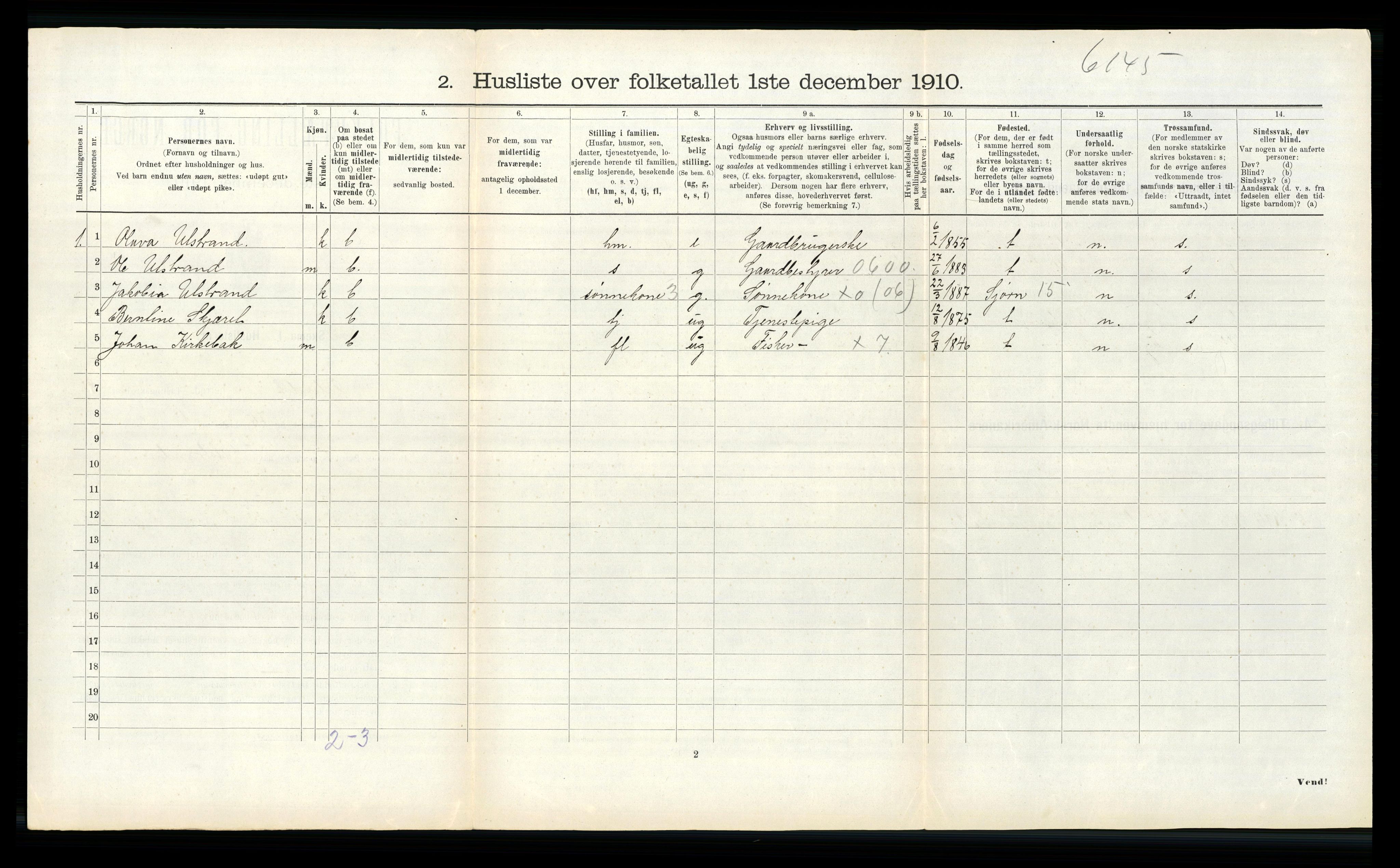 RA, 1910 census for Ørland, 1910, p. 840