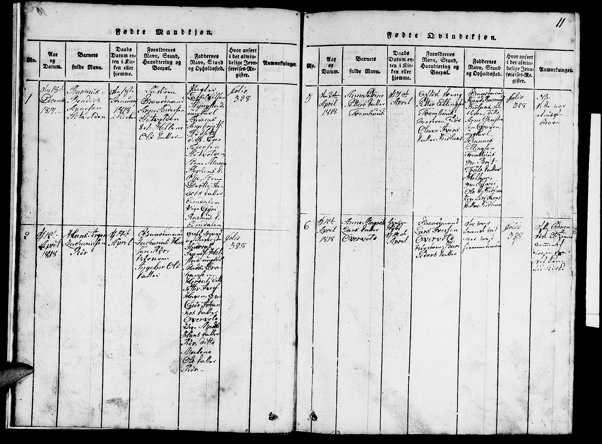 Ministerialprotokoller, klokkerbøker og fødselsregistre - Møre og Romsdal, AV/SAT-A-1454/520/L0289: Parish register (copy) no. 520C01, 1817-1837, p. 11