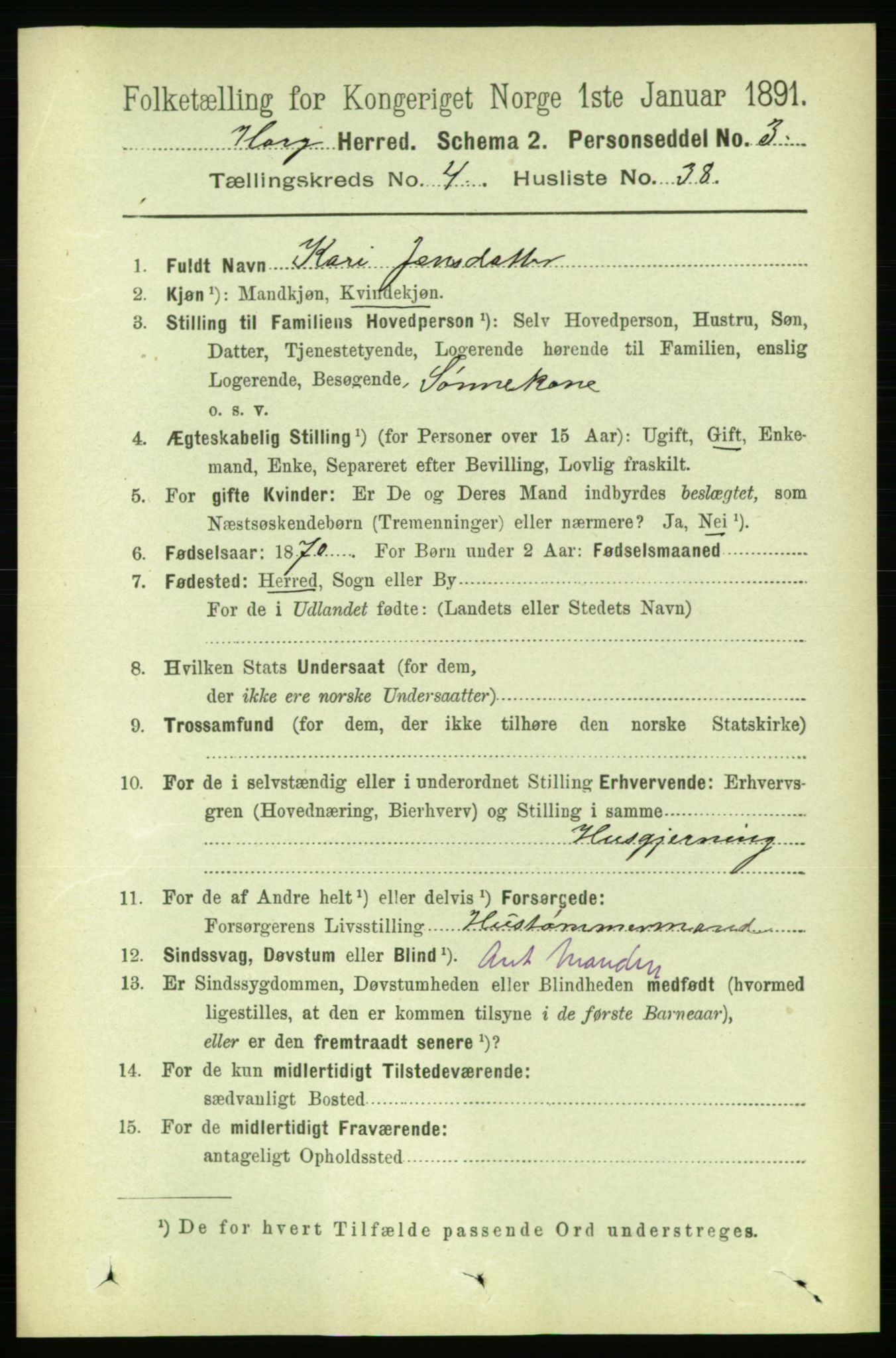 RA, 1891 census for 1650 Horg, 1891, p. 1768