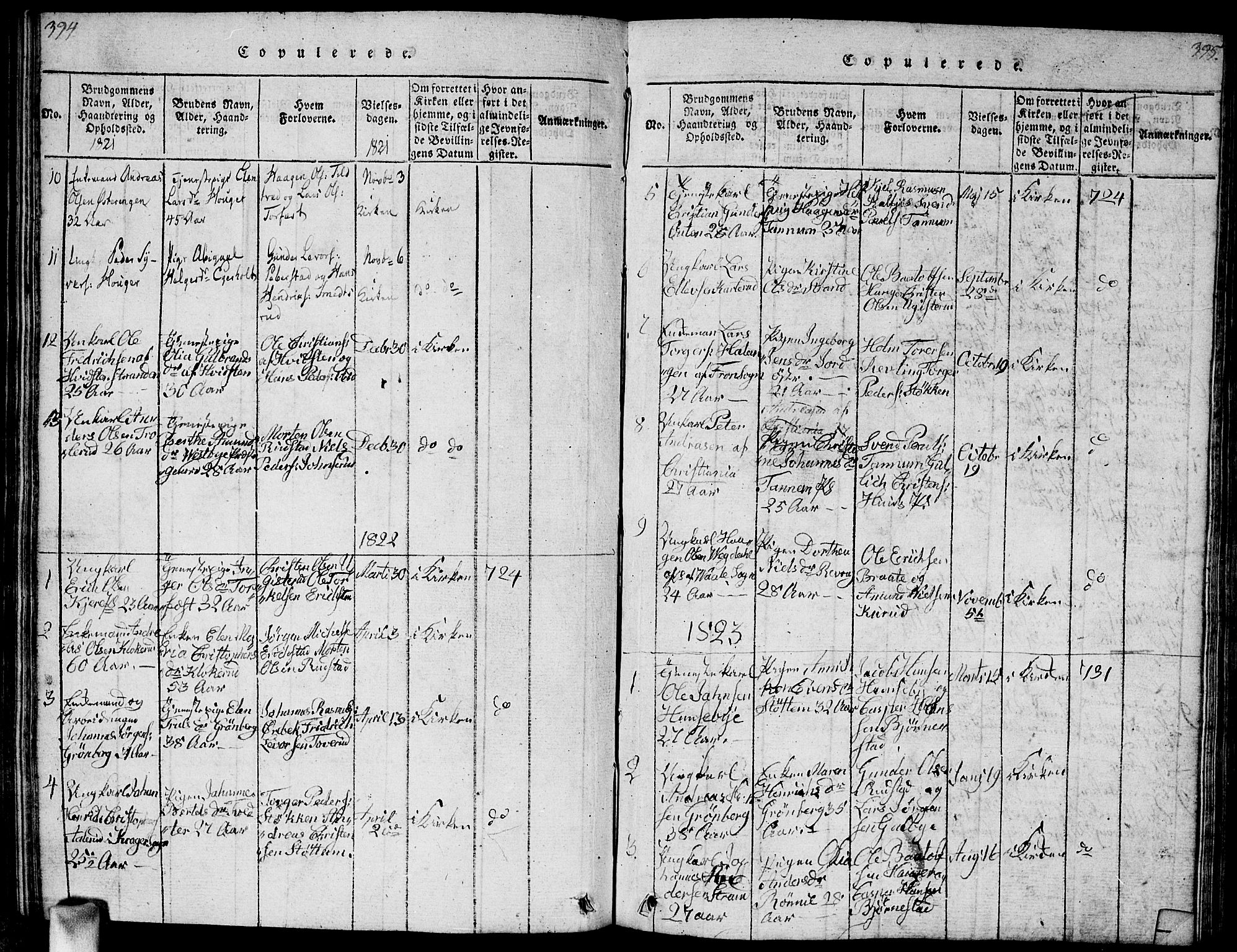 Vestby prestekontor Kirkebøker, SAO/A-10893/G/Ga/L0001: Parish register (copy) no. I 1, 1814-1827, p. 394-395
