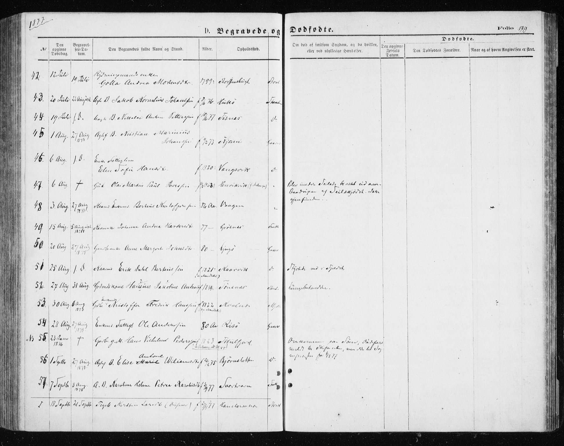 Tromsøysund sokneprestkontor, AV/SATØ-S-1304/G/Ga/L0003kirke: Parish register (official) no. 3, 1875-1880, p. 179