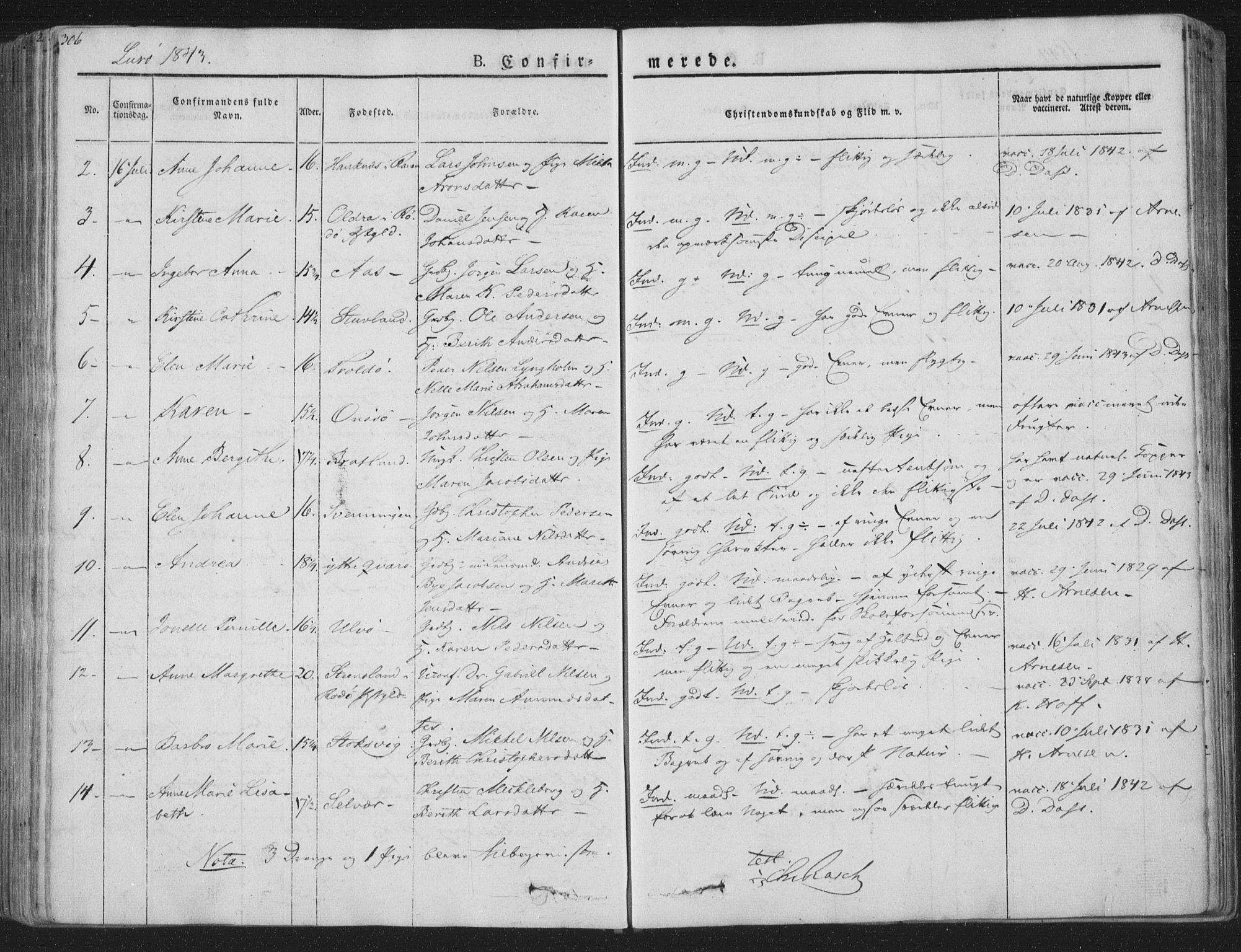 Ministerialprotokoller, klokkerbøker og fødselsregistre - Nordland, SAT/A-1459/839/L0565: Parish register (official) no. 839A02, 1825-1862, p. 306