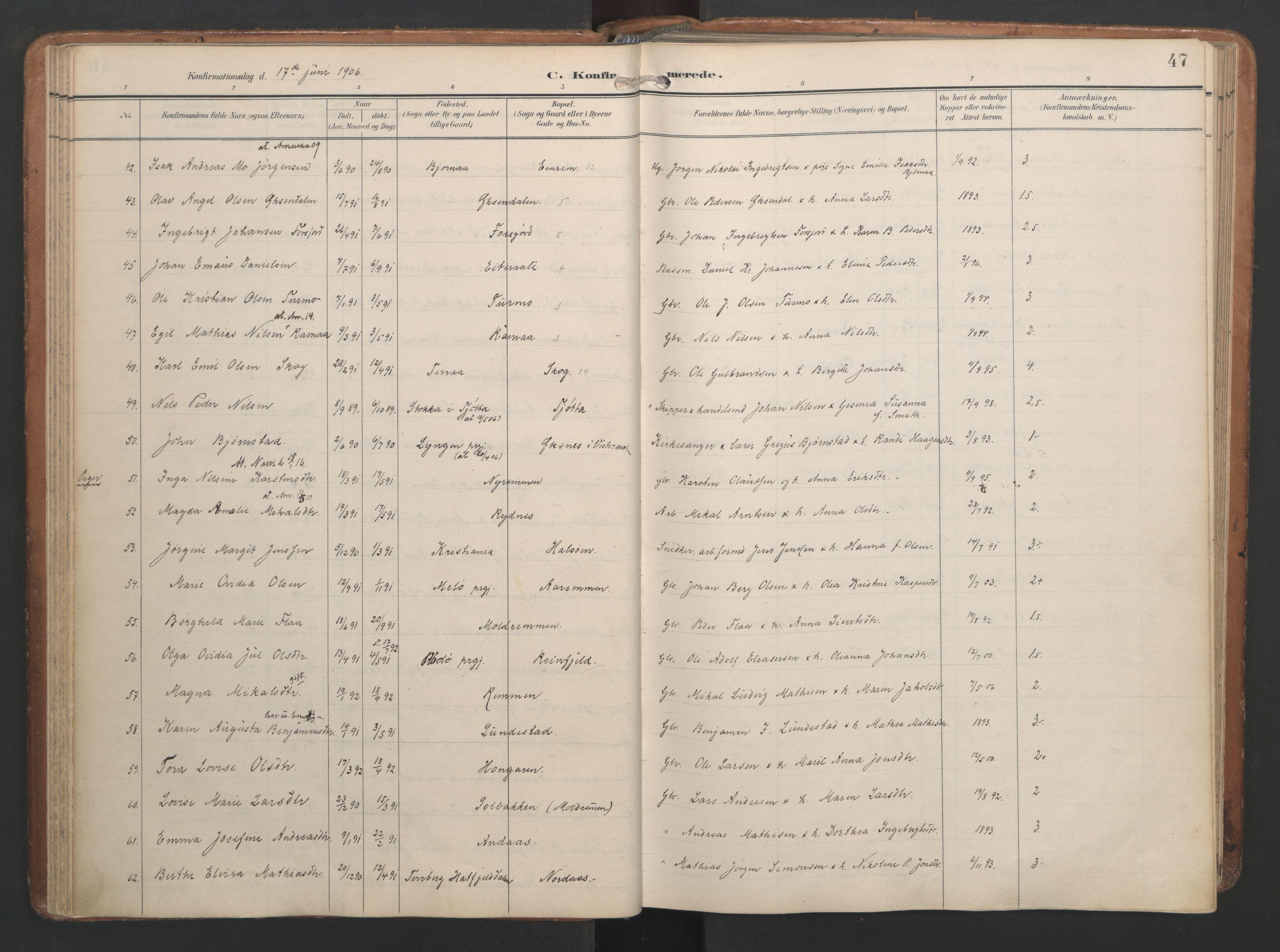 Ministerialprotokoller, klokkerbøker og fødselsregistre - Nordland, AV/SAT-A-1459/820/L0298: Parish register (official) no. 820A19, 1897-1915, p. 47