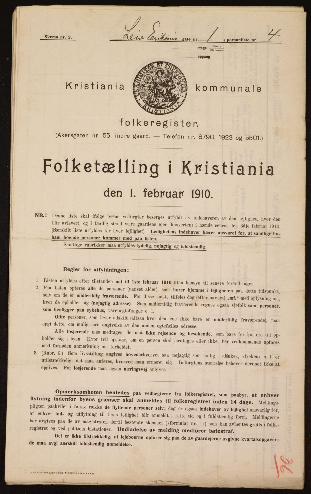 OBA, Municipal Census 1910 for Kristiania, 1910, p. 55459