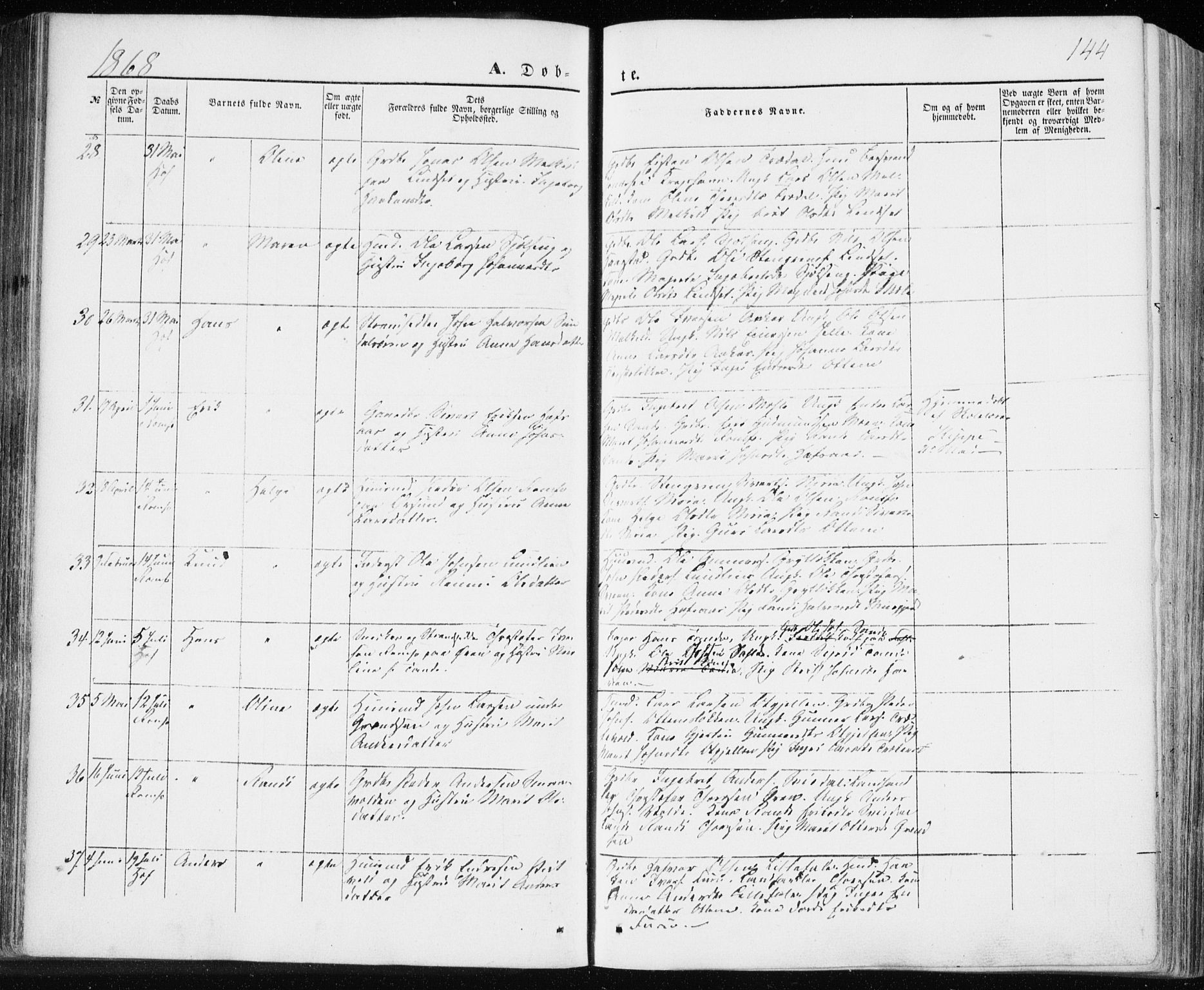 Ministerialprotokoller, klokkerbøker og fødselsregistre - Møre og Romsdal, AV/SAT-A-1454/590/L1013: Parish register (official) no. 590A05, 1847-1877, p. 144