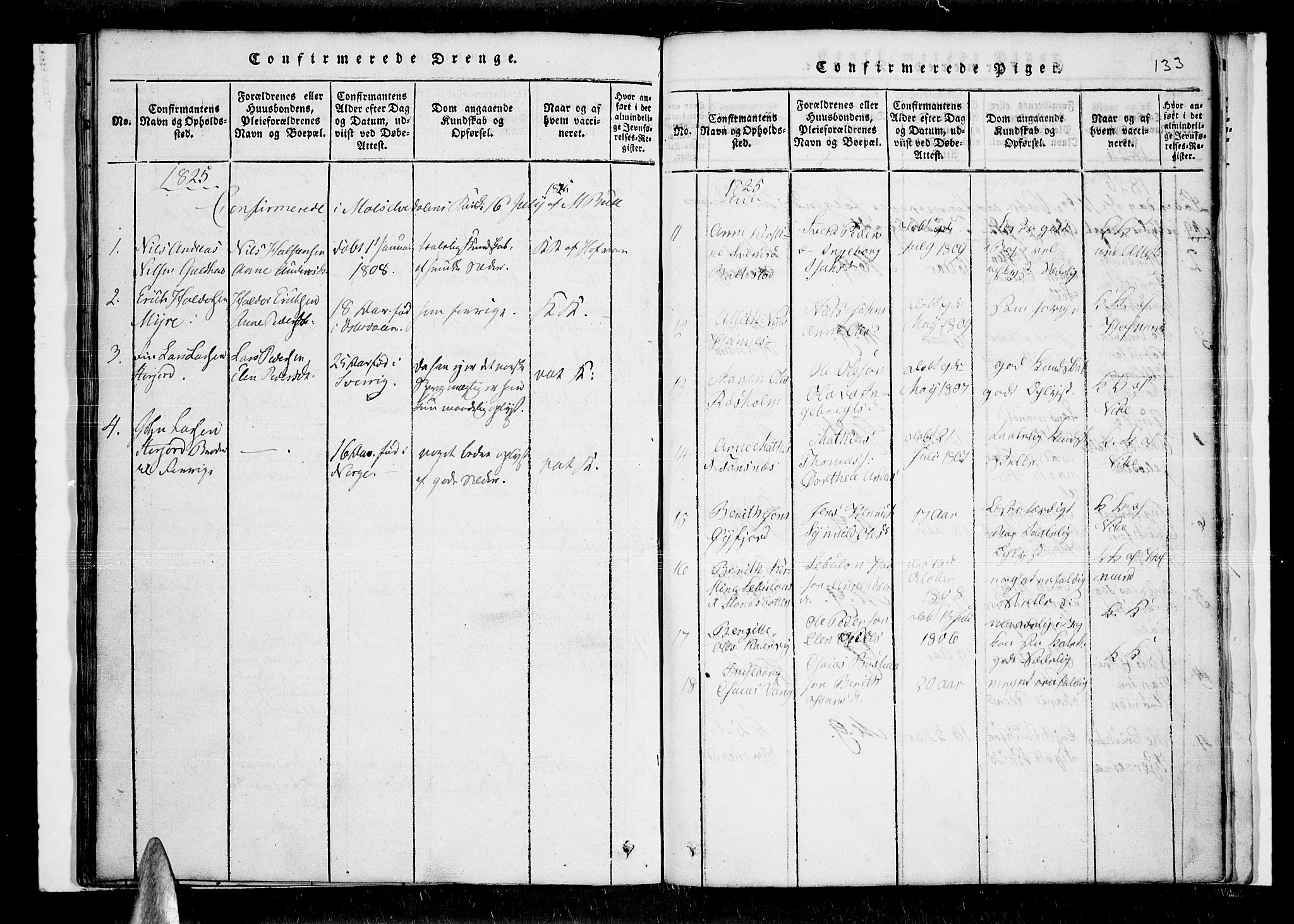 Lenvik sokneprestembete, SATØ/S-1310/H/Ha/Haa/L0003kirke: Parish register (official) no. 3, 1820-1831, p. 133