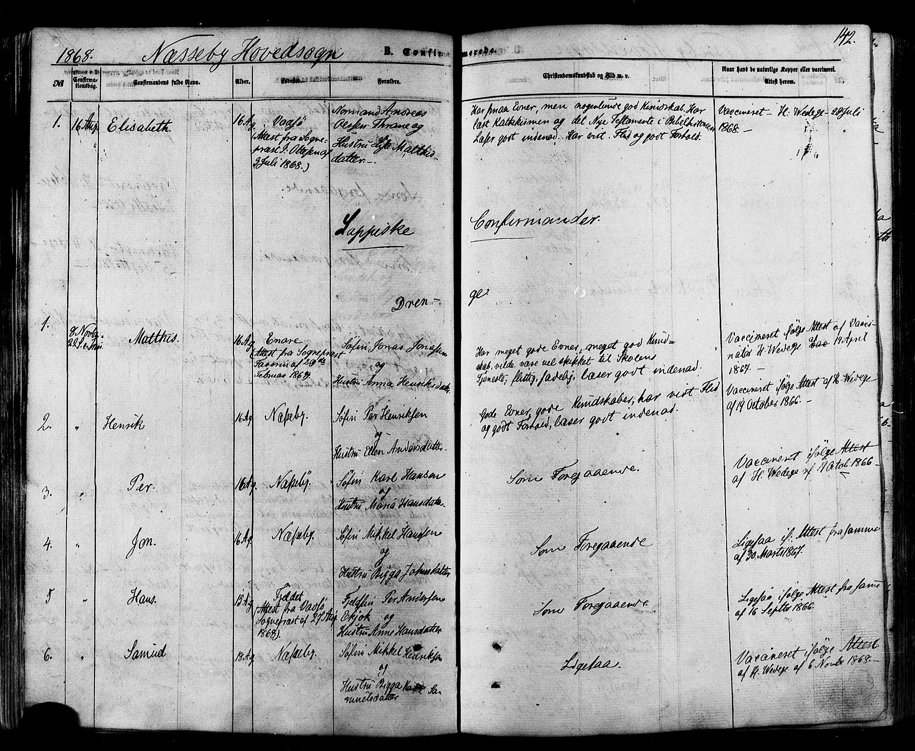 Nesseby sokneprestkontor, SATØ/S-1330/H/Ha/L0003kirke: Parish register (official) no. 3 /1, 1865-1876, p. 142