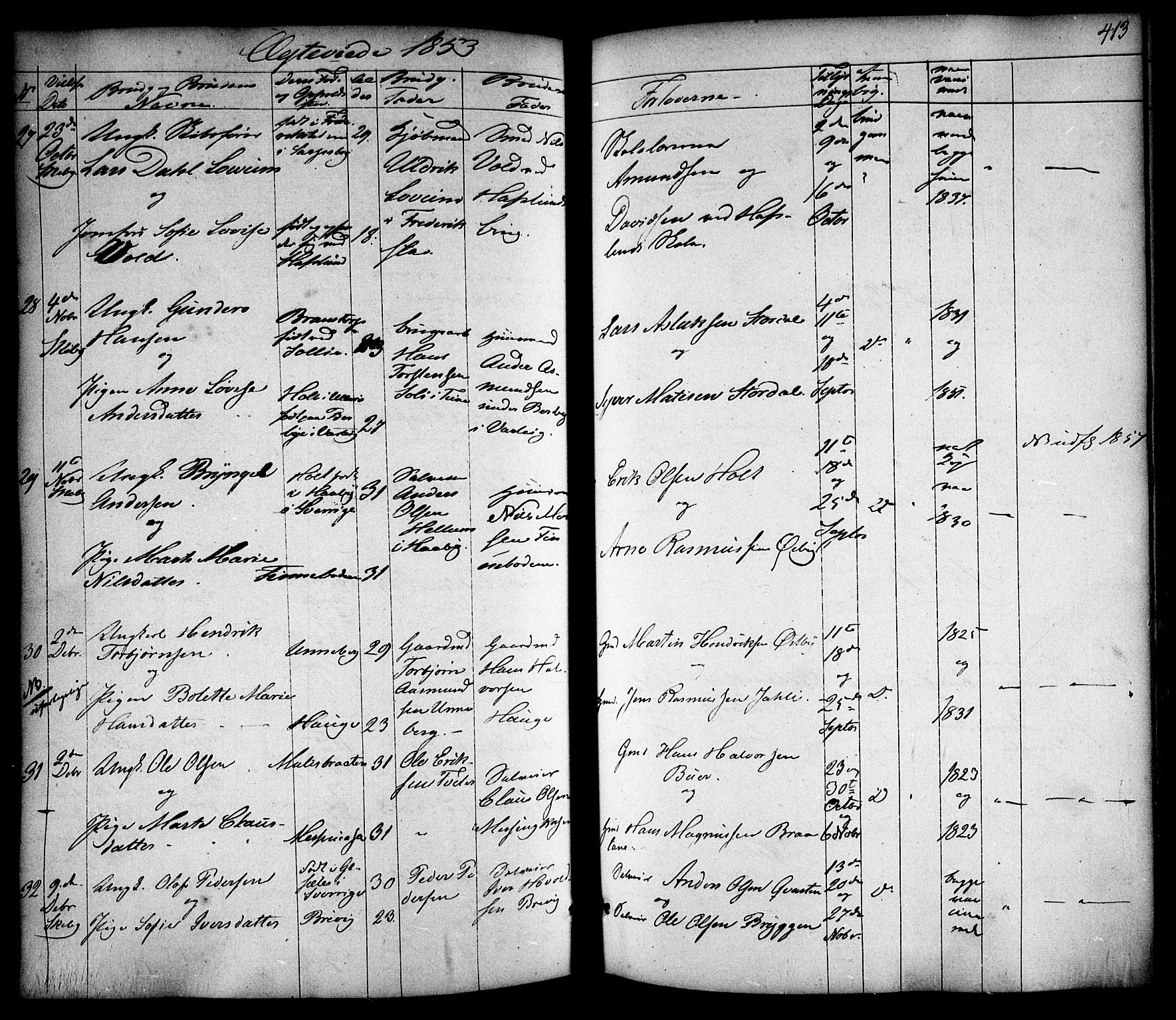 Skjeberg prestekontor Kirkebøker, AV/SAO-A-10923/F/Fa/L0006: Parish register (official) no. I 6, 1846-1858, p. 413