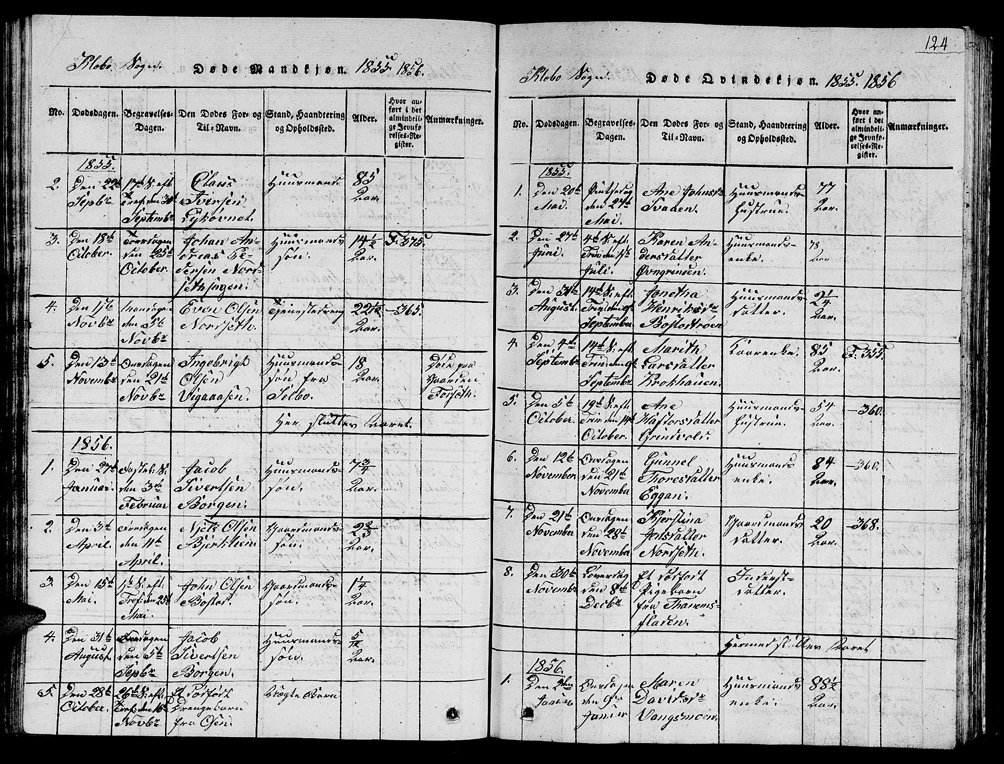 Ministerialprotokoller, klokkerbøker og fødselsregistre - Sør-Trøndelag, AV/SAT-A-1456/618/L0450: Parish register (copy) no. 618C01, 1816-1865, p. 124