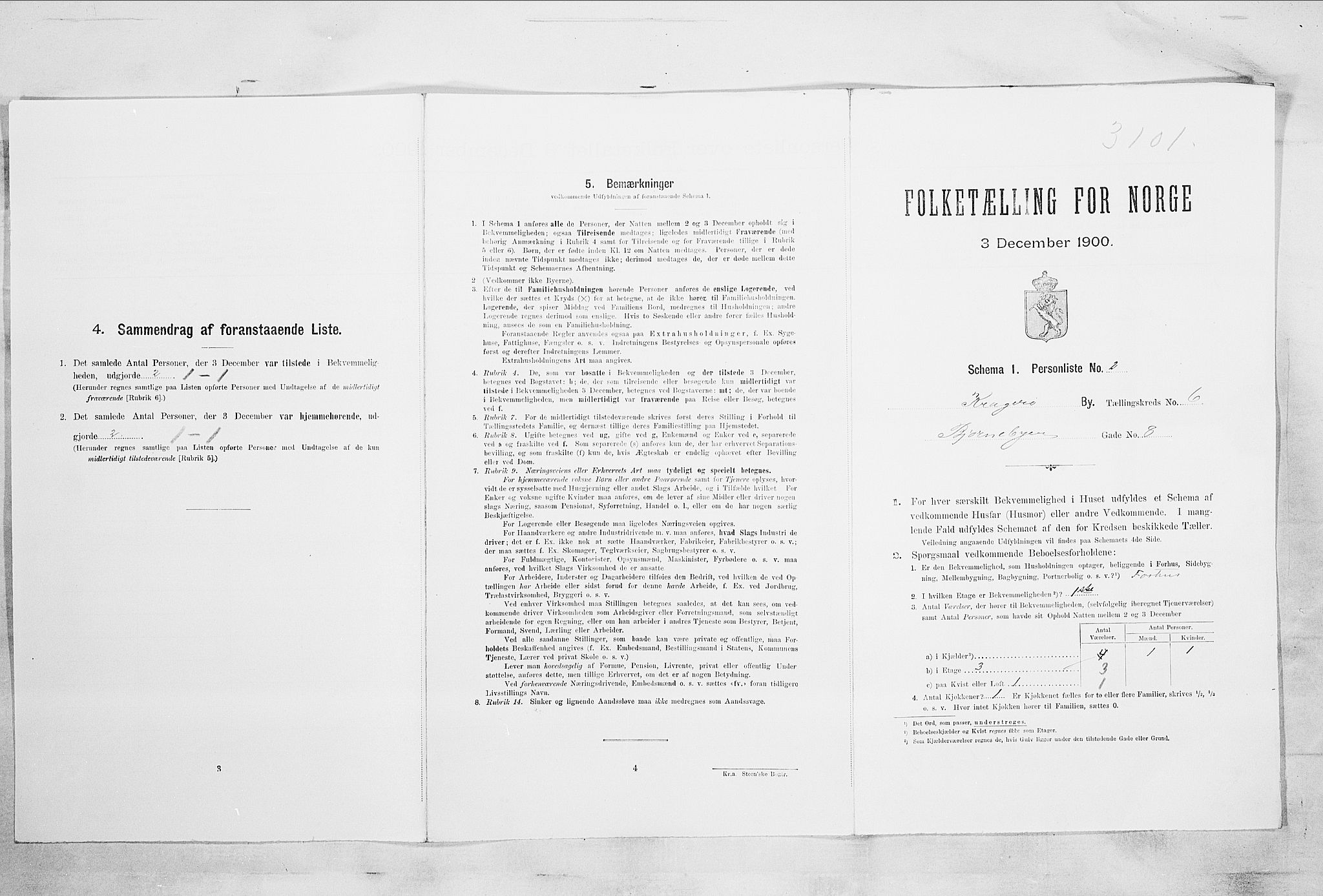 SAKO, 1900 census for Kragerø, 1900, p. 833