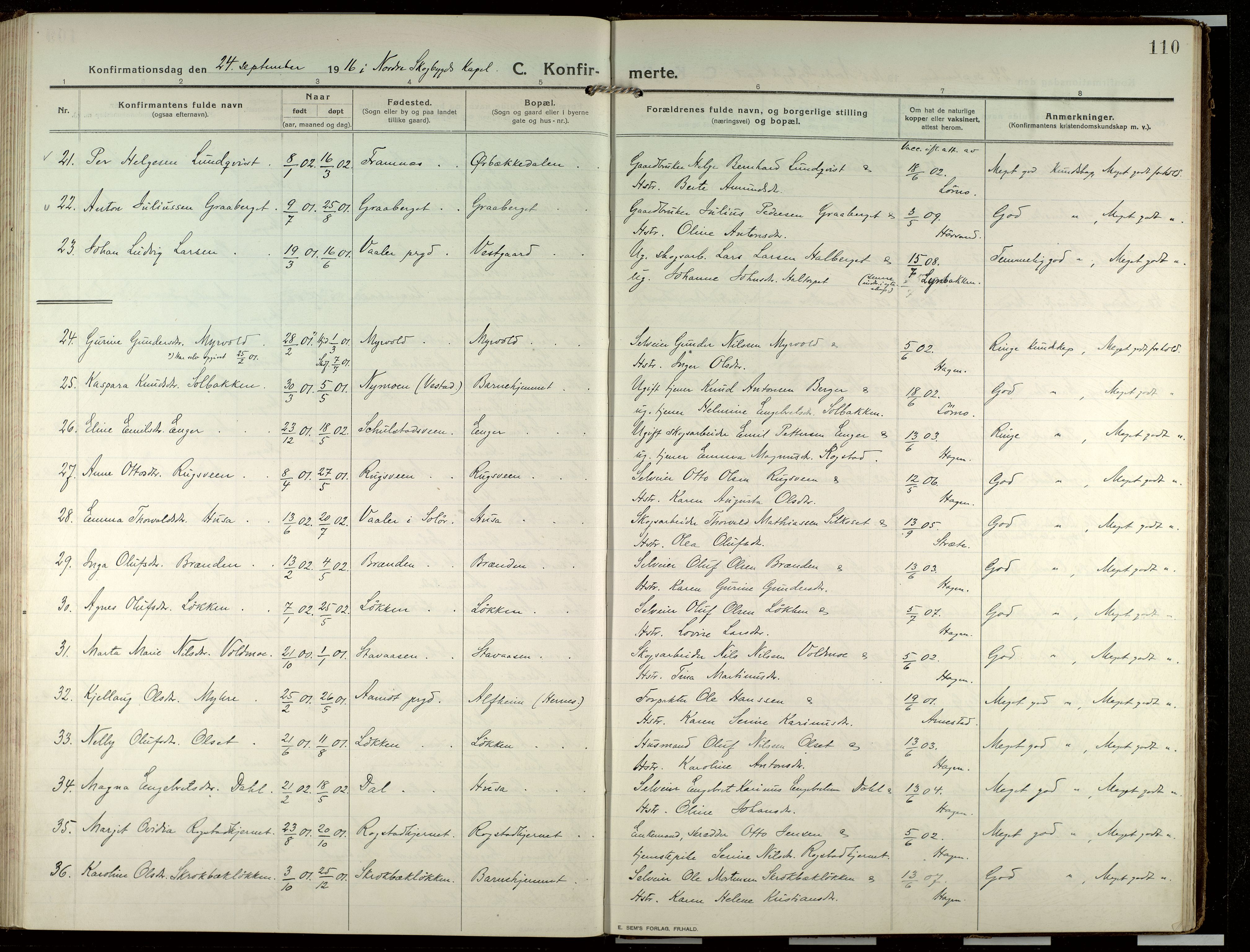 Elverum prestekontor, SAH/PREST-044/H/Ha/Haa/L0022: Parish register (official) no. 22, 1913-1924, p. 110