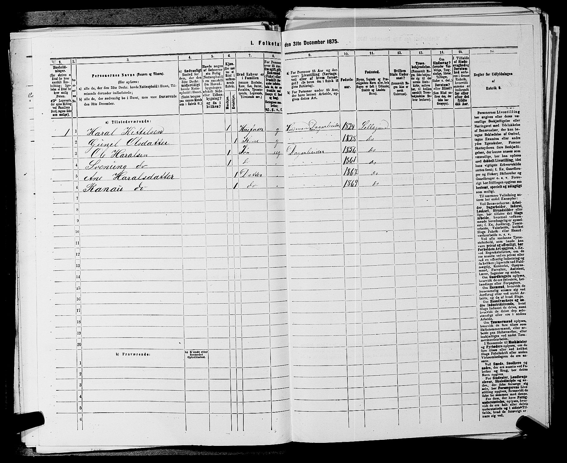 SAKO, 1875 census for 0828P Seljord, 1875, p. 422