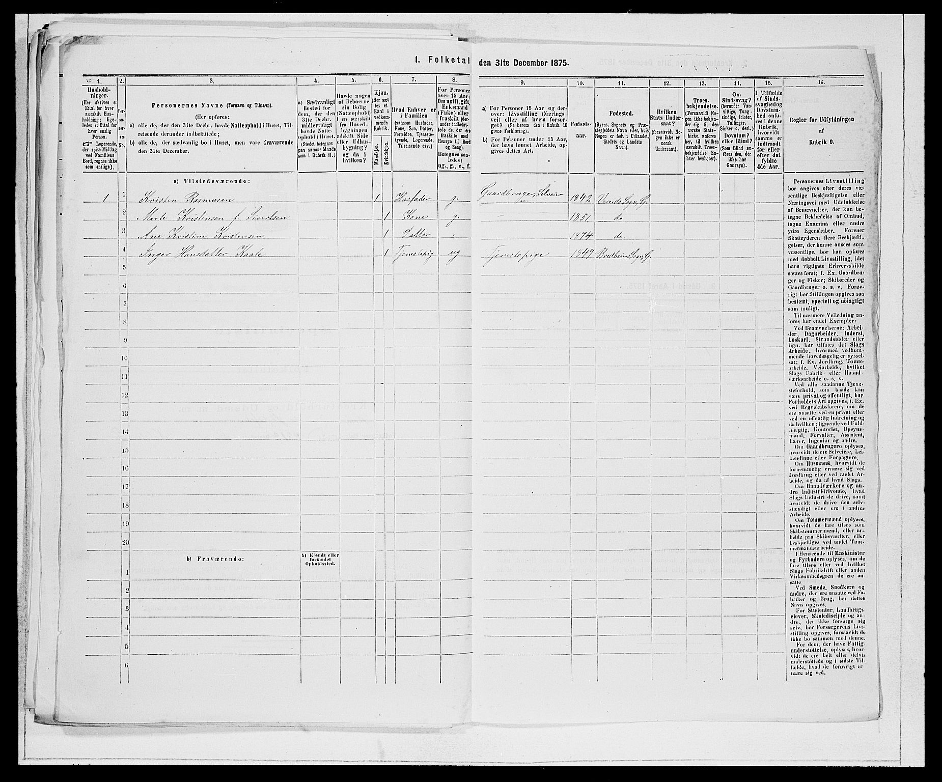 SAB, 1875 Census for 1445P Gloppen, 1875, p. 280