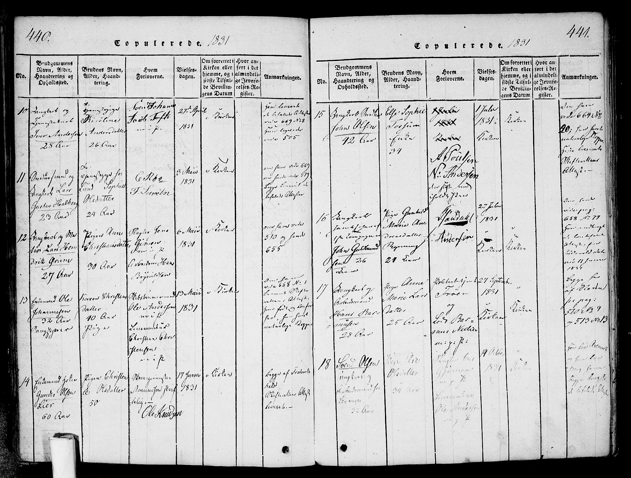 Halden prestekontor Kirkebøker, AV/SAO-A-10909/F/Fa/L0003: Parish register (official) no. I 3, 1815-1834, p. 440-441