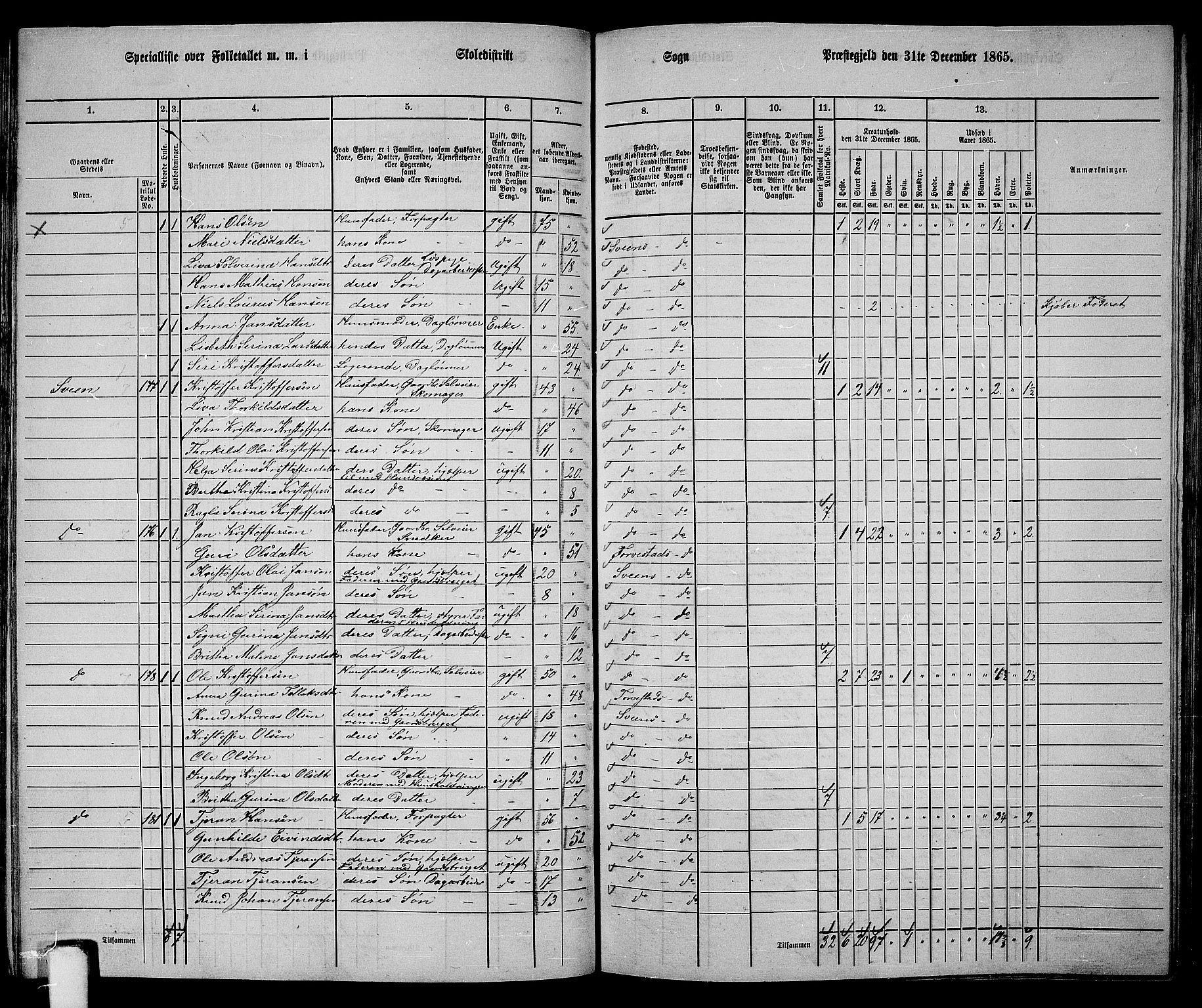 RA, 1865 census for Sveio, 1865, p. 90