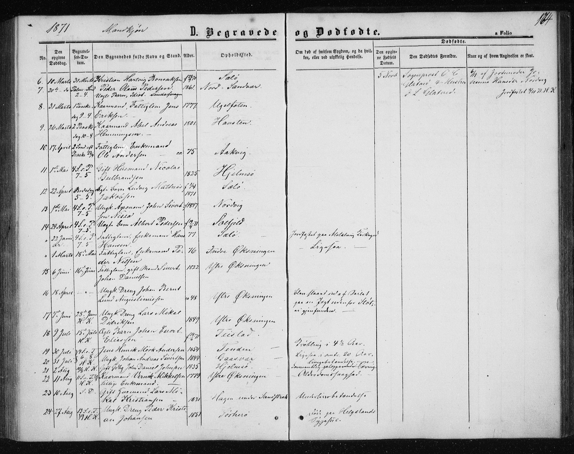 Ministerialprotokoller, klokkerbøker og fødselsregistre - Nordland, SAT/A-1459/834/L0505: Parish register (official) no. 834A03, 1862-1871, p. 174