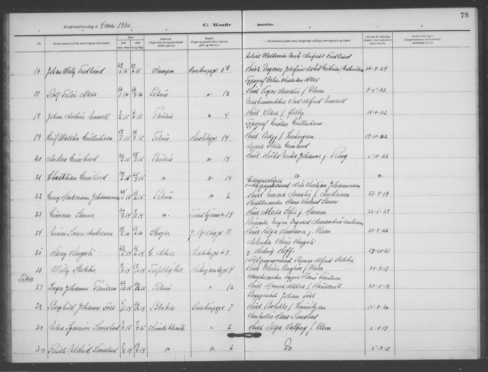 Matteus prestekontor Kirkebøker, SAO/A-10870/F/Fa/L0002: Parish register (official) no. 2, 1917-1938, p. 78