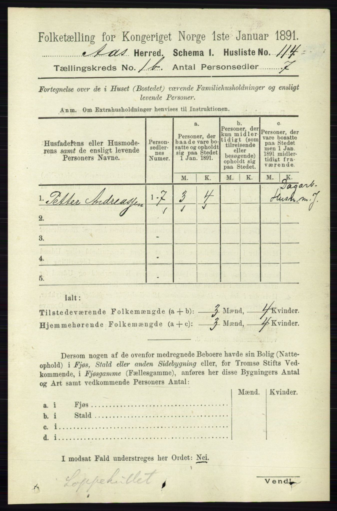 RA, 1891 census for 0214 Ås, 1891, p. 736