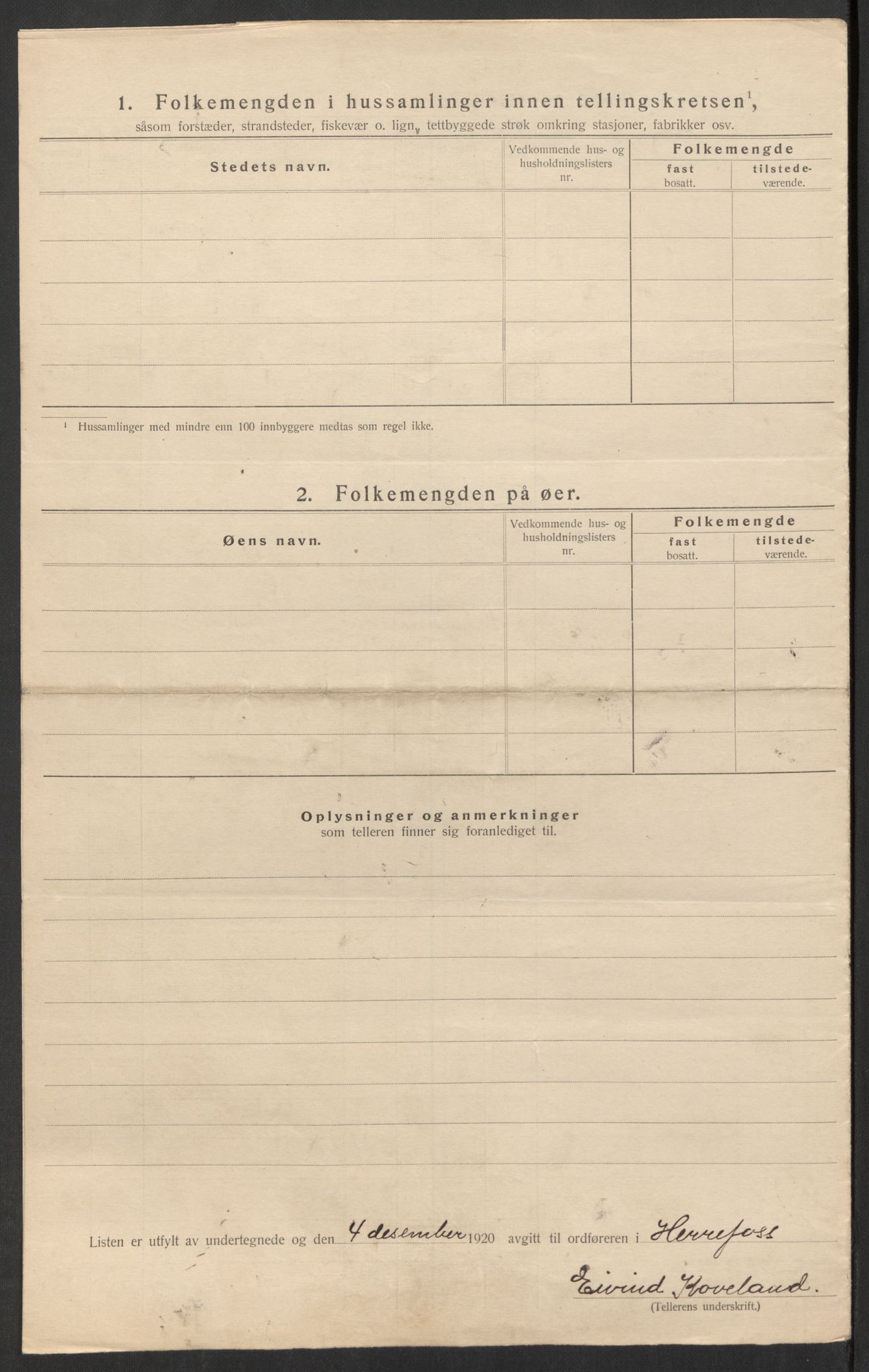 SAK, 1920 census for Herefoss, 1920, p. 14