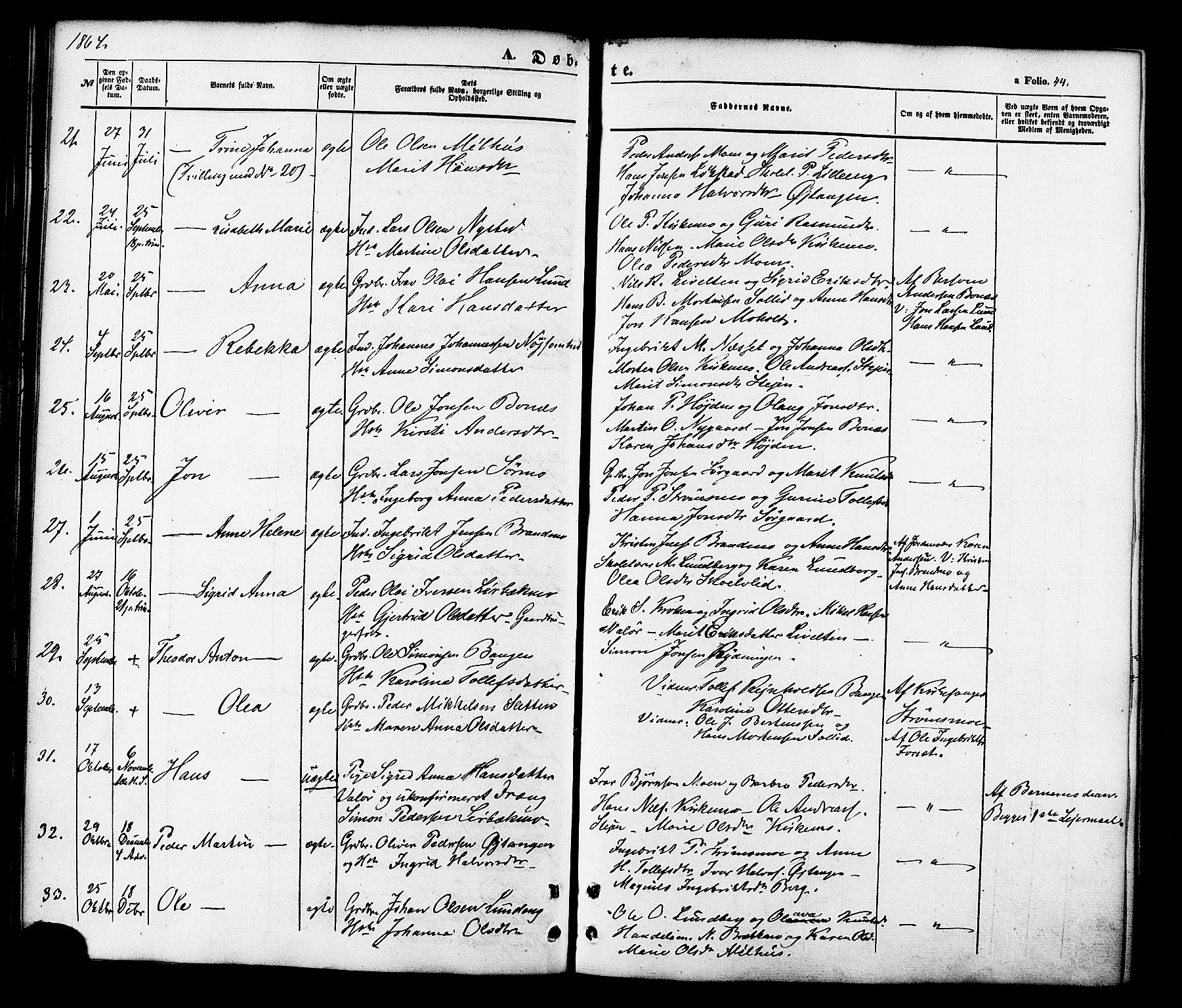 Målselv sokneprestembete, SATØ/S-1311/G/Ga/Gaa/L0008kirke: Parish register (official) no. 8, 1851-1877, p. 44