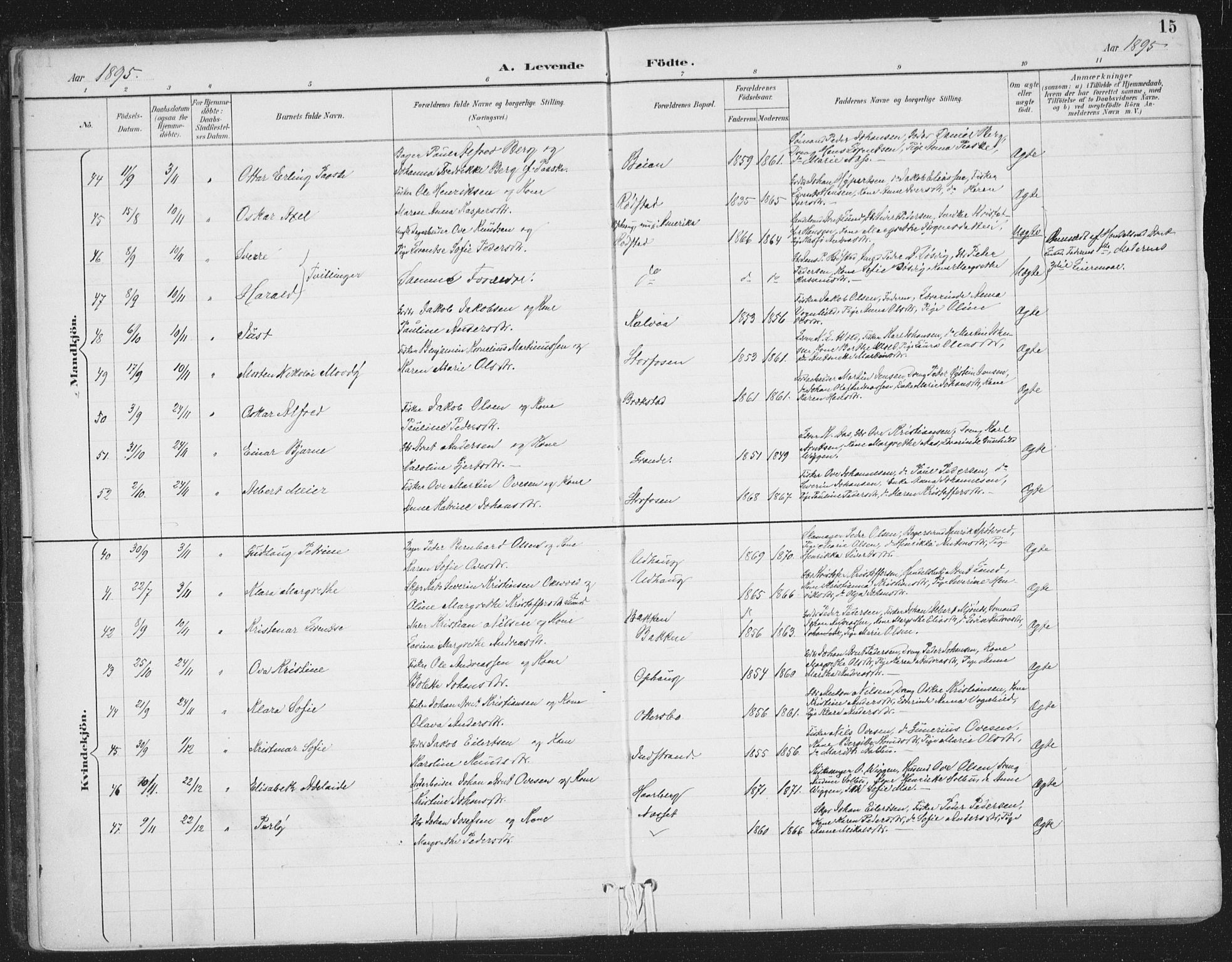 Ministerialprotokoller, klokkerbøker og fødselsregistre - Sør-Trøndelag, SAT/A-1456/659/L0743: Parish register (official) no. 659A13, 1893-1910, p. 15