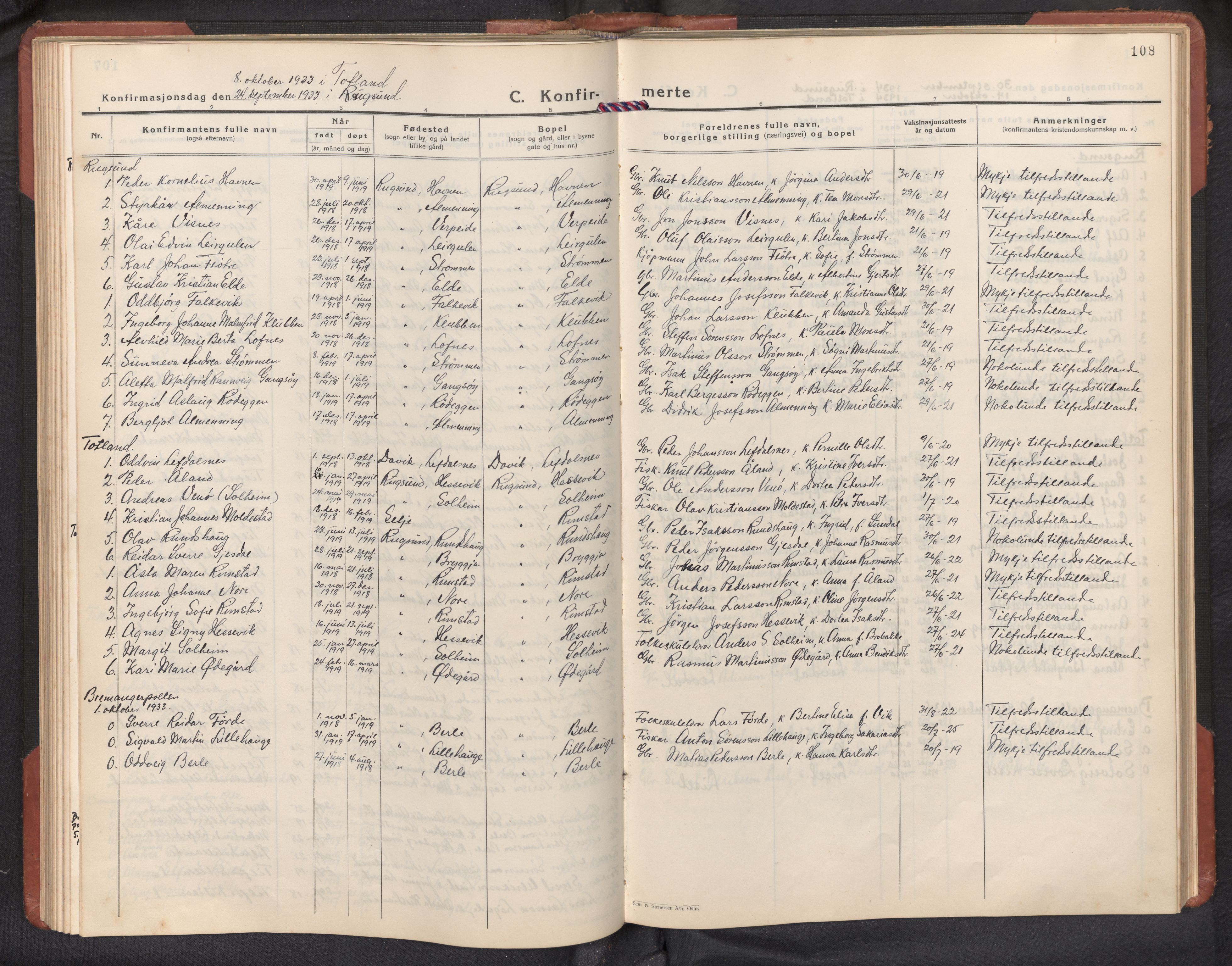 Davik sokneprestembete, AV/SAB-A-79701/H/Hab/Habc/L0004: Parish register (copy) no. C 4, 1930-1952, p. 107b-108a